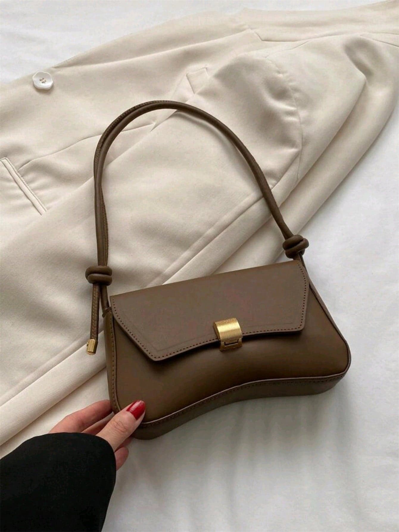 Vintage Lightweight Business Casual Chocolate Brown Flap Bag, Retro PU Material, Suitable For Teenagers, Women, College Students, Young Professionals And Office Workers, Perfect For Office, University, Work, Business, Commuting, Outdoor, Travel, Picnic And Other Occasions, Retro Style Women Handbag.