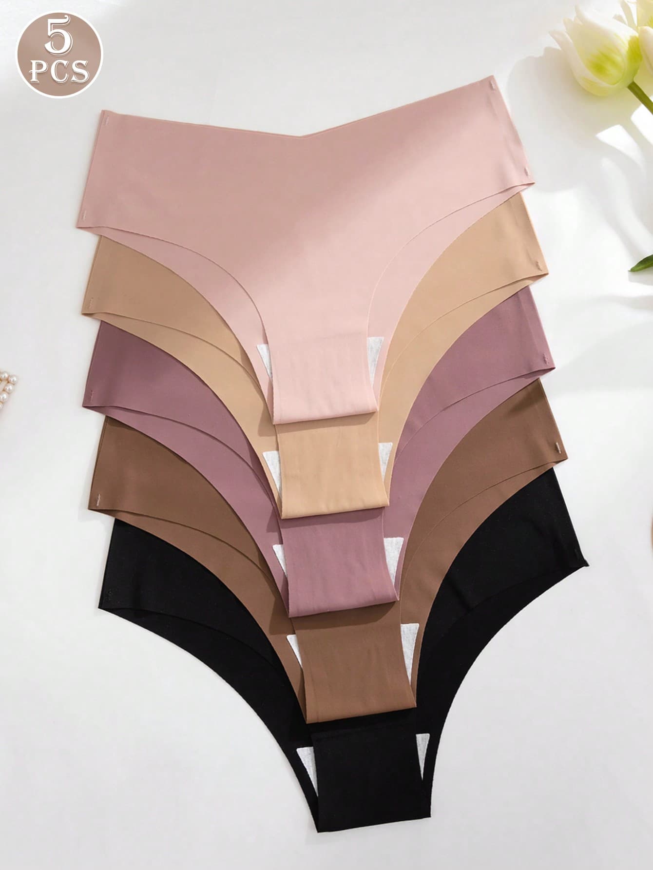 5pcs Women Seamless Underwear, Comfortable Skin-Friendly Sexy Hipster Panty, Sports Invisible Briefs