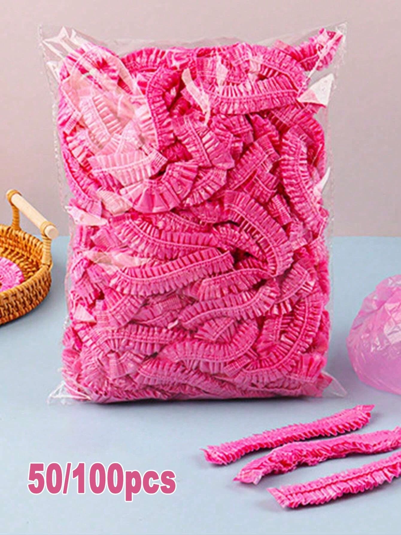 50/100pcs Disposable Shower Caps, Transparent Plastic Hair Caps, Waterproof Shower Caps For Women, Essential Hotel Travel Accessories, Deep Hair Care And Cleaning Products, Suitable For Washing/Makeup/Bathing/Travel/Dorm Use. Portable And Easy To Use, Bathroom Supplies, Shower Accessories, Makeup Tools