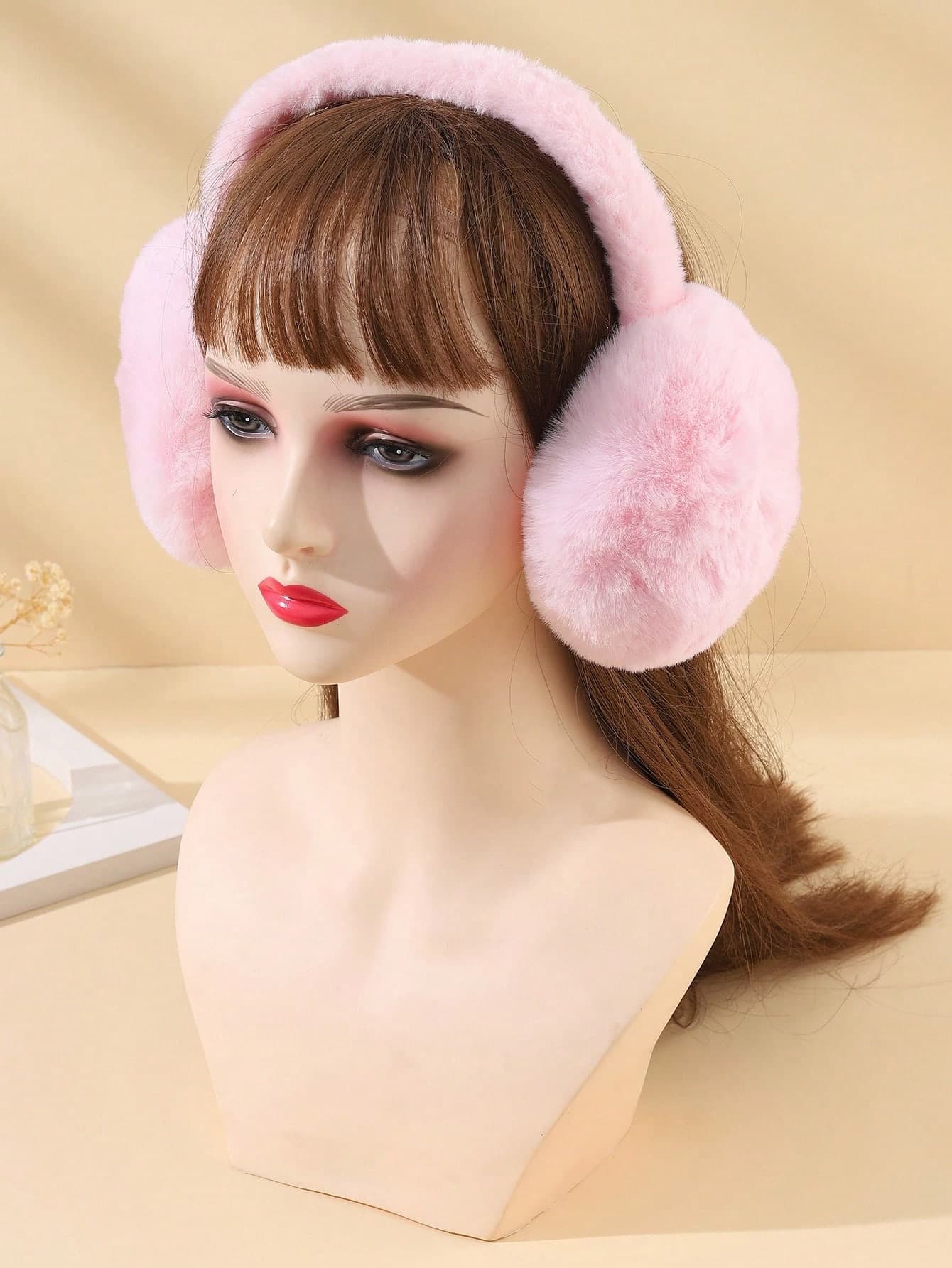 1pc Adorable Plush Winter Ear Warmers Foldable Earmuffs For Women, Suitable For Cycling And Outdoor Halloween