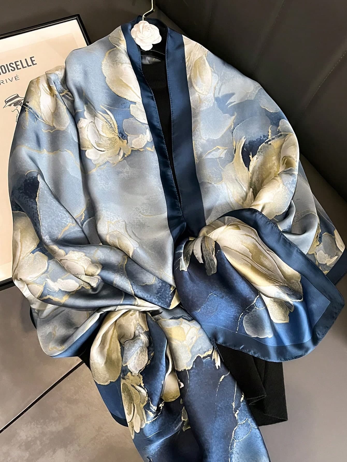 1pc Floral Print Pink Chiffon Scarf, Lightweight Long Scarves For Daily Wear, Wedding Party Gift