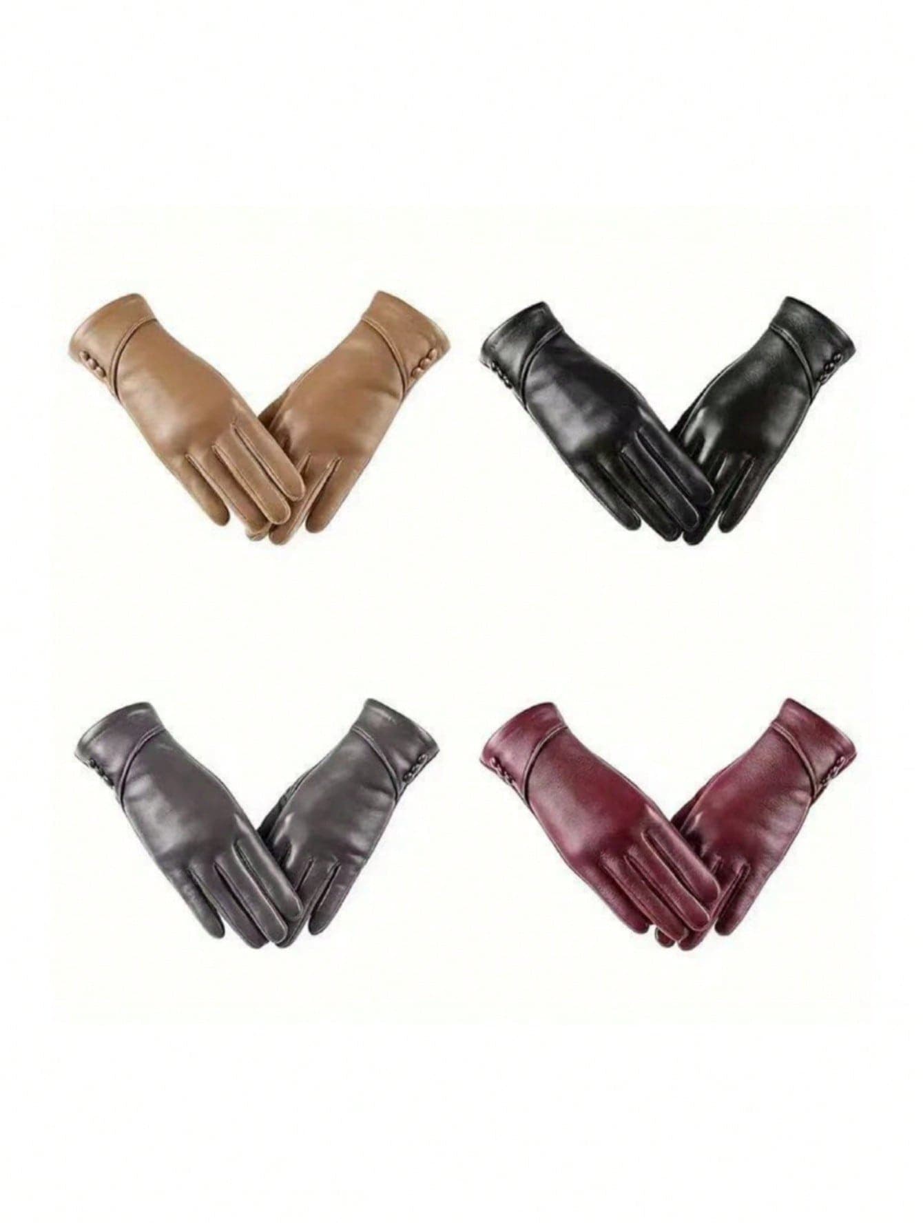 1 Pair Women Colorful High-Protein Leather Touchscreen Gloves With Soft Thermal Lined , Warm And Comfortable For Spring, Autumn And Winter