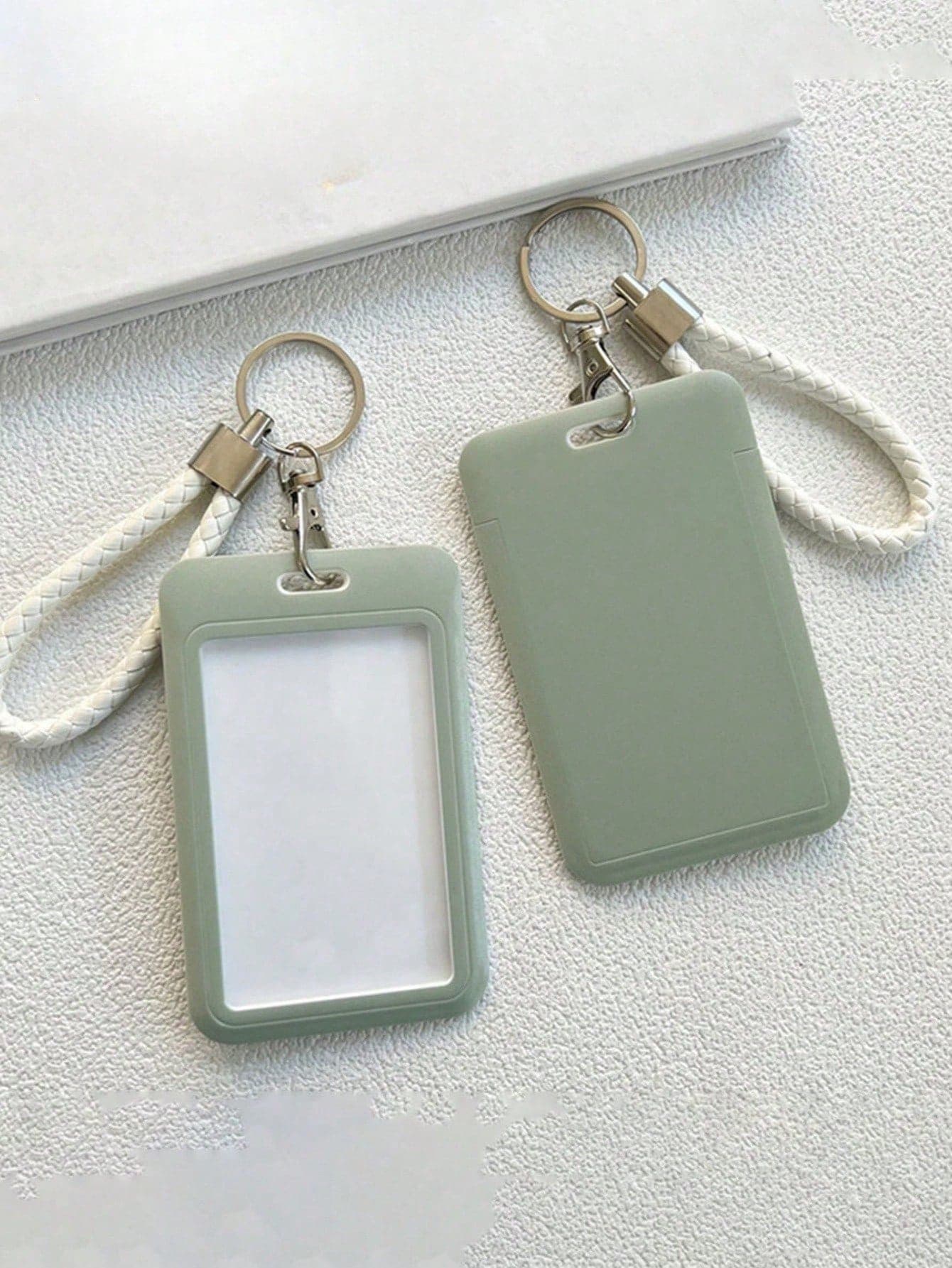1 PC Stylish Chic Macaron-Inspired Solid Color Card Holder - Durable Plastic, Perfect For Student Meal Cards, Campus Access & Keys