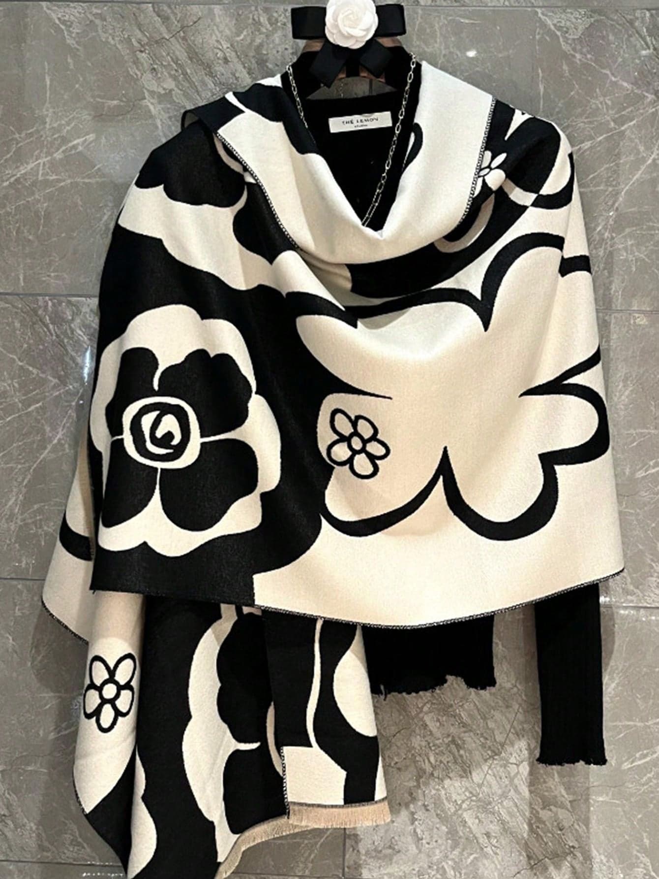 1pc High-Quality Khaki Scarf For Women, Versatile Faux Cashmere Shawl Wrap, Autumn/Winter Valentine's Day Valentines