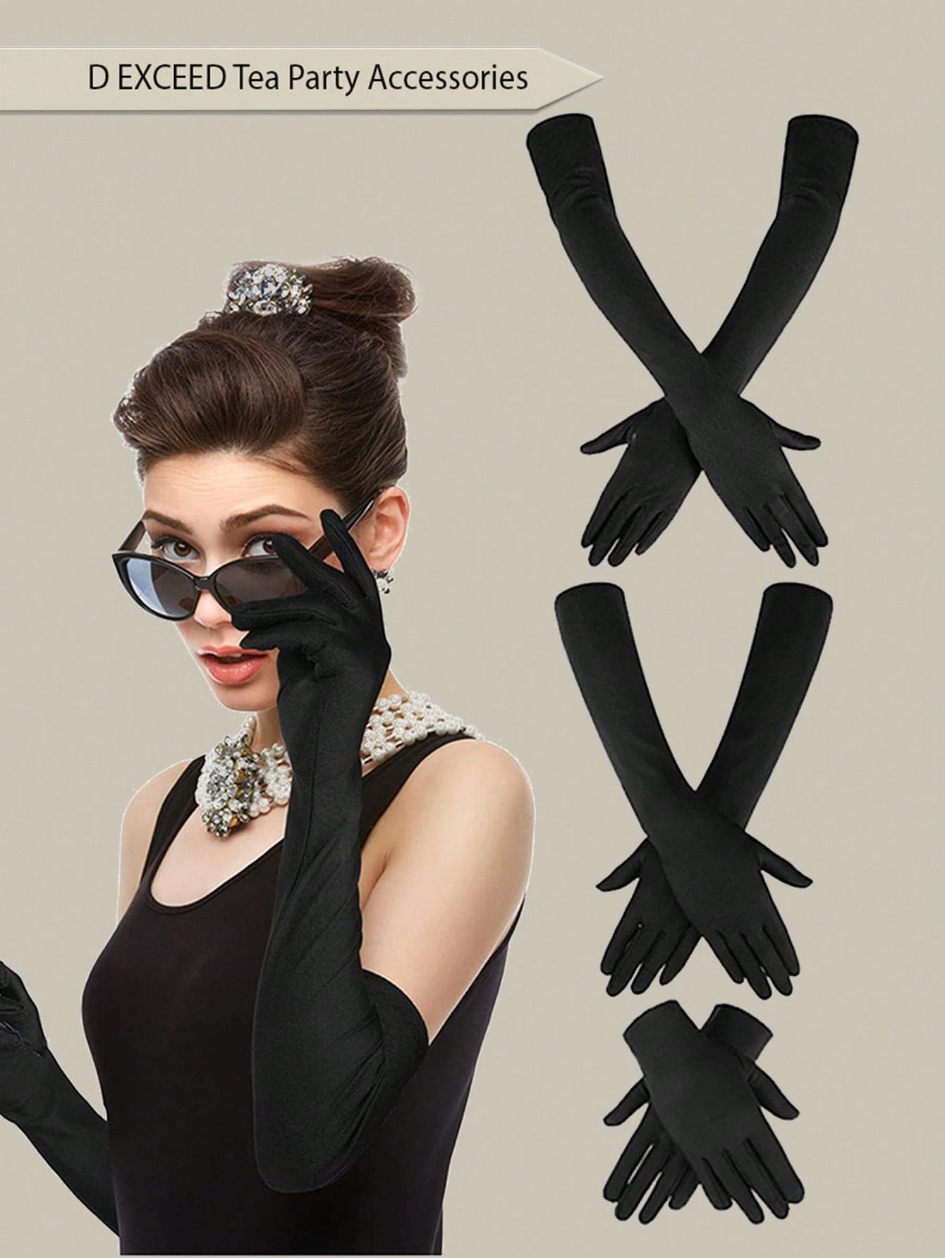 D EXCEED 1 Pair / 3 /12Pairs Vintage Opera Gloves For Women Adjustable Length Gloves (Elbow To Wrist) 1920s Great Gatsby Costume Accessories & Modern Tea Party Elegance Mother's Day Gift Set Halloween
