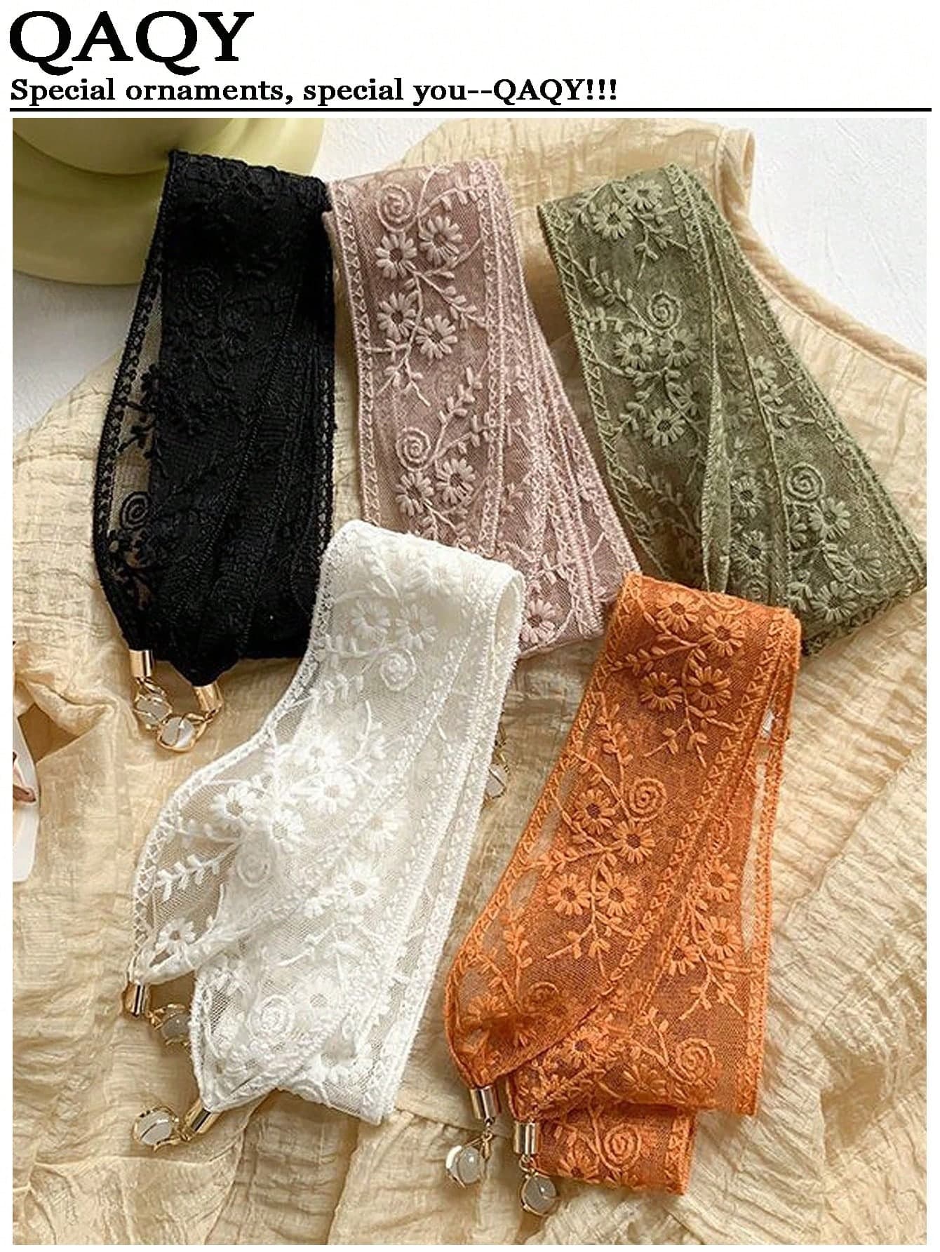 1pc Daisy Hollow Lace Ribbon Headband Pendant Scarf, Suitable For Daily Wear Headband, Hairband, Head Hoop, Perfect To Adorn Your Look