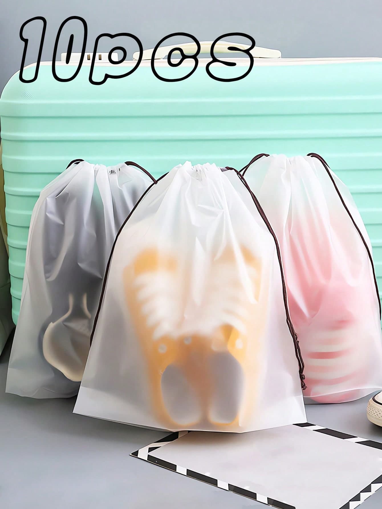 1/5/10pcs Shoes Storage Bag With Rope Transparent Shoe, Travel Essentials, Portable, Lightweight, , Stylish, For Home, For Outdoor, Daily Use