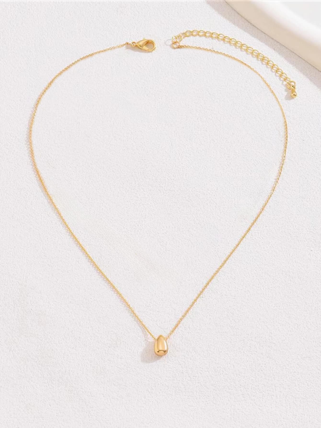 1pc Minimalist Niche Design Water Drop Beaded 18K Gold Plated Stainless Steel Necklace, For Women, Suitable For Summer Travel, Gala, Dates And Parties
