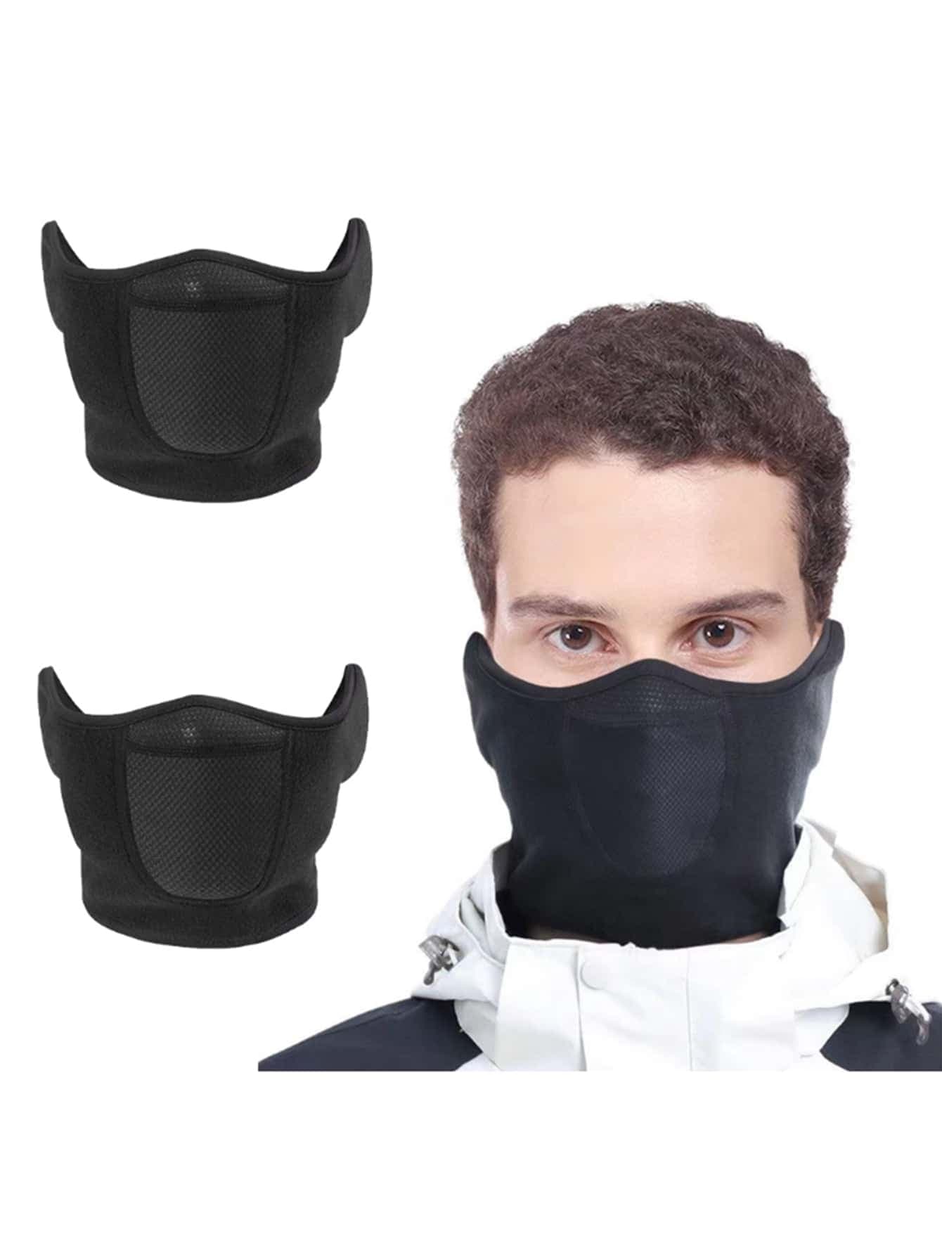 2pcs Men's Windproof Face Mask Covering Neck Warmer Halloween Ski Masks
