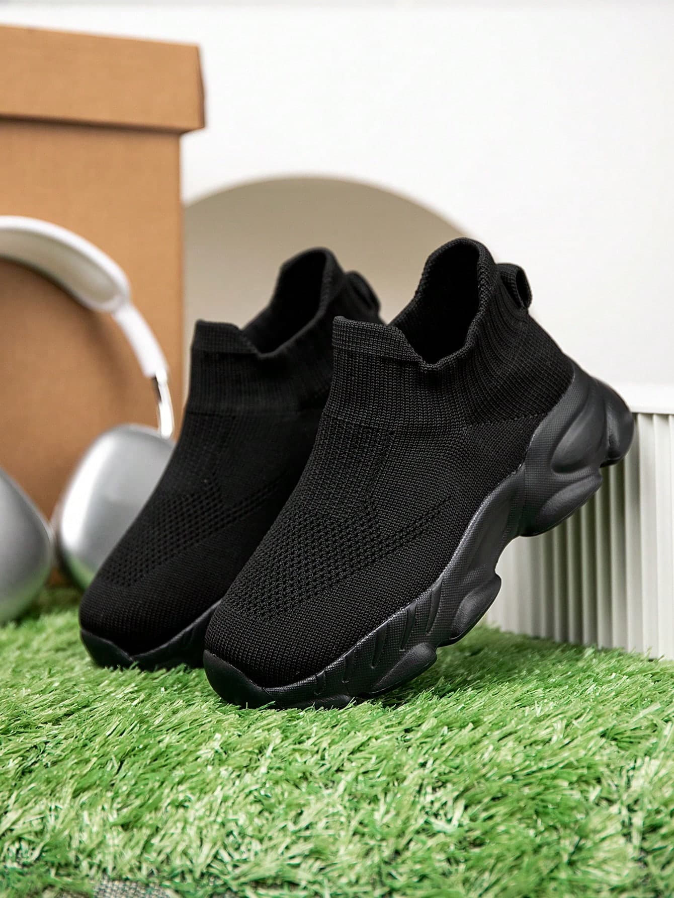 1 Pair Children's Breathable Soft Quick-Dry Lightweight Casual Shoes, Suitable For Running, Walking, Knitted Sports Shoes