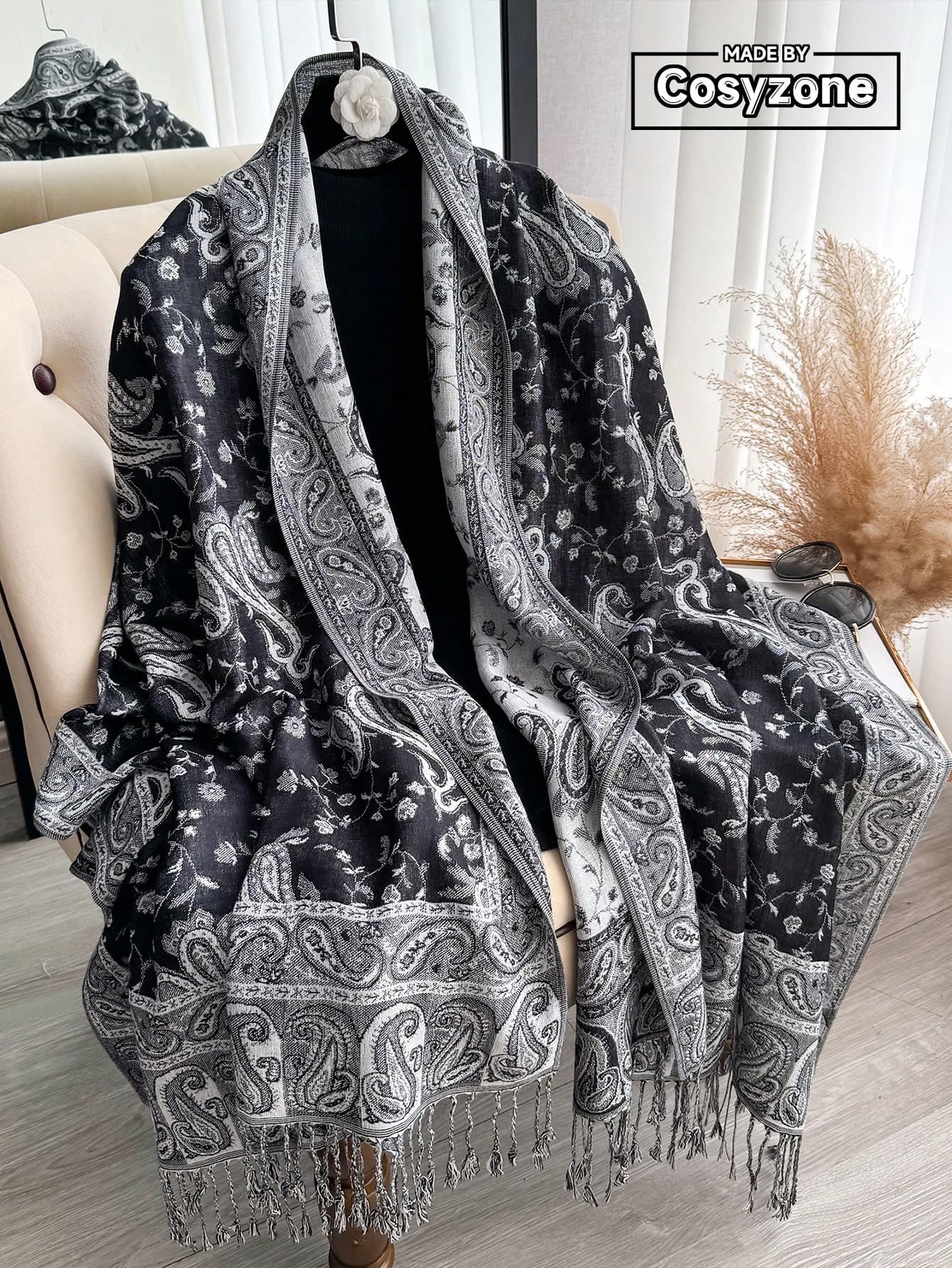 1pc Women's Lightweight Multi-Color Vintage Paisley Bohemian Style Tassel Scarf/Shawl, Suitable For Daily Outings, Travel And Photography, Boho Style