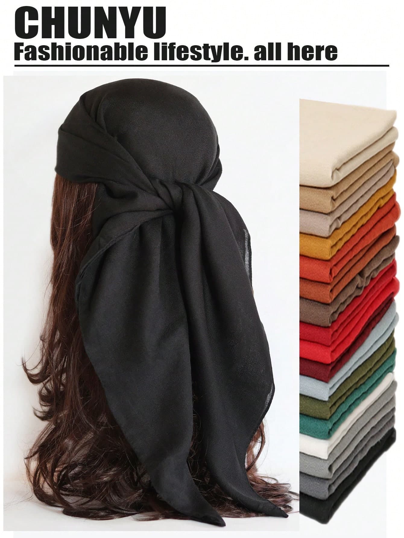 1pc Women Beach Accessories Solid Color -Linen Imitated Square Scarf, For Daily Wear & Holiday, As Headscarf, Outdoor Beach Towel Or Hair Decor Bandana