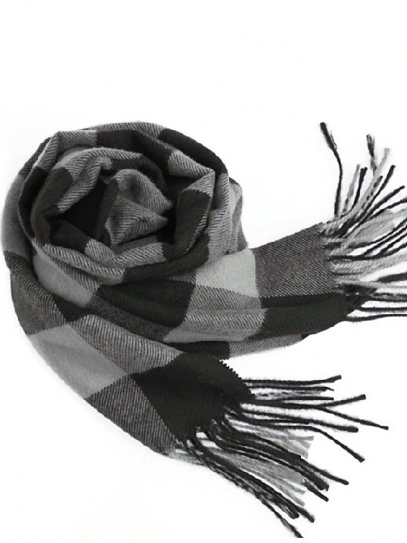 1pc Winter Men Scarf Thick, Soft, Colorful Plaid Scarf With Tassels, Suitable For Coats And Suits, For Cold Weather Men Accessories Men Scarves