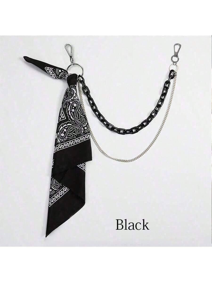 Elegant Vintage Paisley Bandana, Streetwear Headwrap, Hiphop Pants Chain, Multifunctional Use Halloween Summer, School Fall, Autumn, Halloween