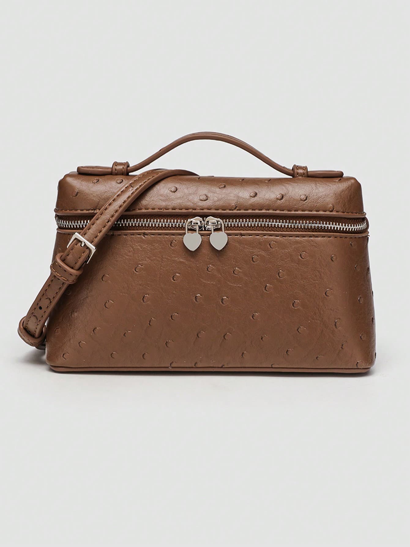 1pc Plain Ostrich Texture PU Square Shoulder Bag, Compact Style For Women Daily Fashion Match, Suitable For Outdoor Use