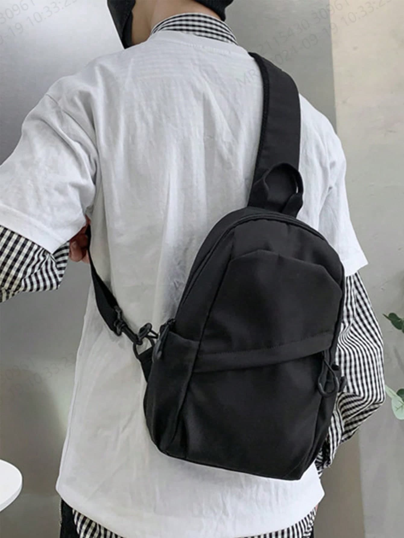Fashionable Minimalist Nylon Crossbody Bag, Solid Color, Versatile Casual Chest Bag, Christmas Gift, Autumn/Winter Bag, Shoulder Bag, Travel Bag, Side Bag, Thanksgiving Gift, Holiday Bag, Cycling Bag, Black Bag, Hiking Backpack, Large Capacity Multi-Function Outdoor Portable Casual Vacation Side Bag/Waist Bag, Summer Back To School Backpack, Waist Pack