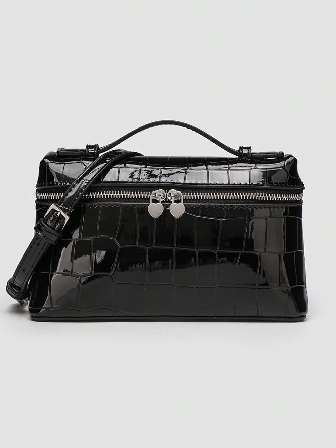 1pc Solid Color Crocodile Pattern PU Leather Square Crossbody Bag Women, Suitable For Everyday Fashion Outfit