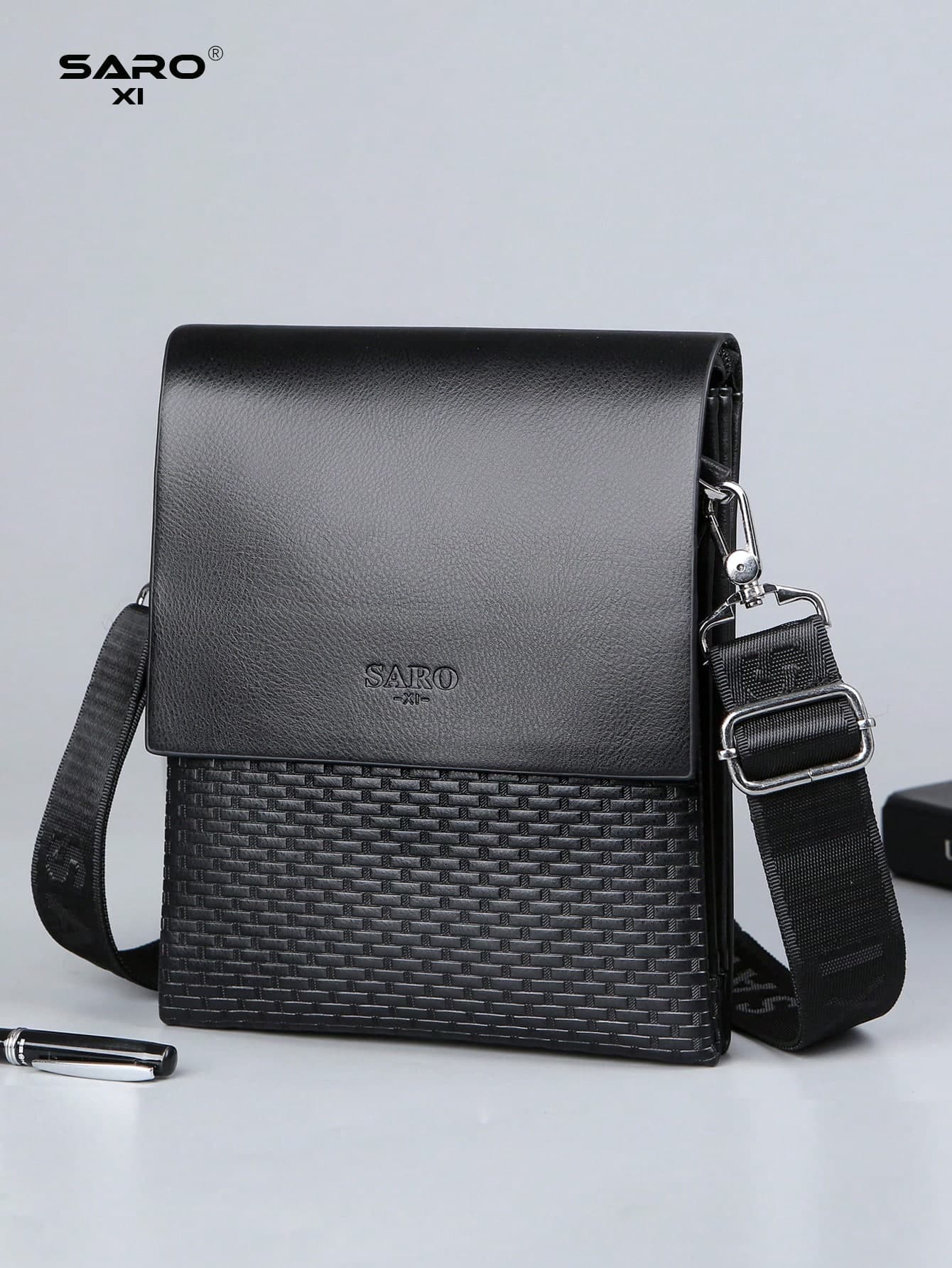 saroxi 1pc Minimalist PU Men's Crossbody Bag, Black/Brown, Multifunctional Shoulder Bag For Casual, Commuting, Gift For Boyfriend Pouch ,Fathers Day Gift ,City Bag