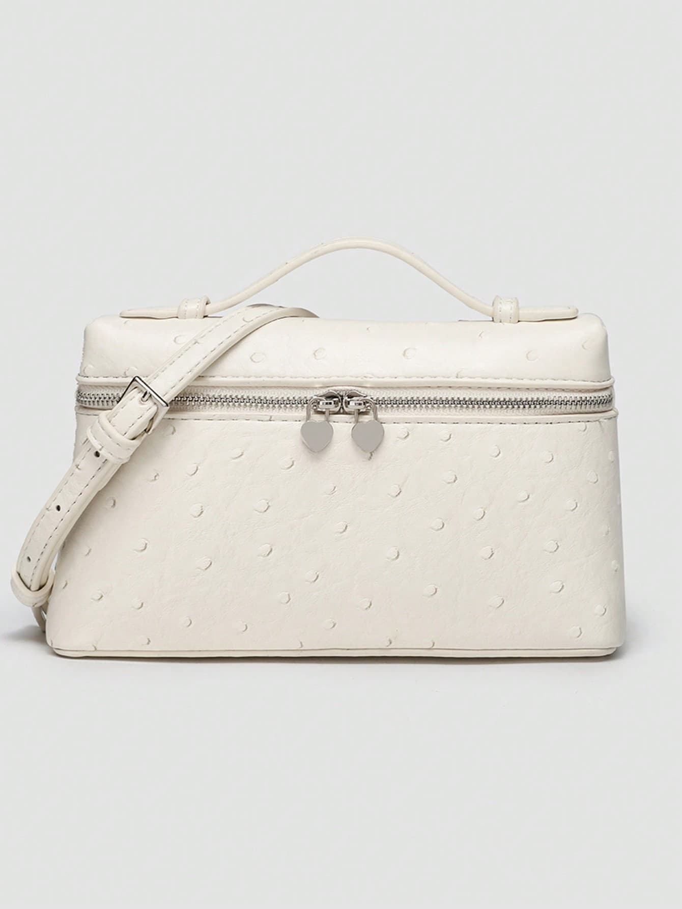 1pc Solid Color Ostrich Textured Square Shape PU Shoulder Bag, Compact Women Handbag For Daily Fashion Match & Travel