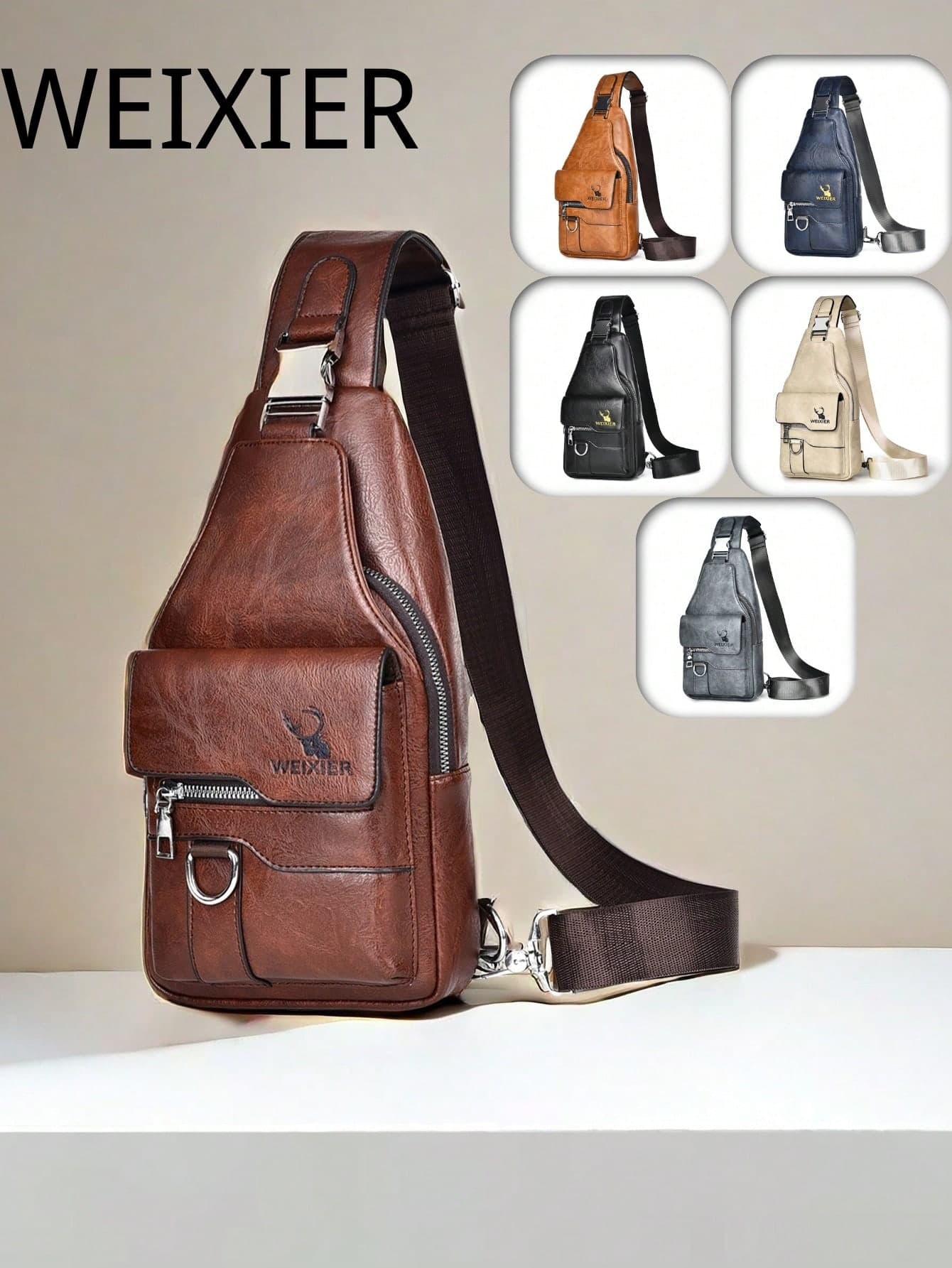 1 Set Men Sling Bag/Messenger Bag/Chest Bag/Shoulder Bag/Clutch Bag/Waist Bag, Made Of PU Leather, Multi-Pocket Design With Adjustable Strap, Suitable For Work, School, Business Trip, Shopping Shoulder Bag Christmas Travel Essentials Retro Bag Valentine's Day Valentines Holiday Essentials Bag Stickers Bags Summer Back To School Valentines Gifts Vintage The Sporty Life Summer Bag Spring Break Vacation Gift Bag Pack Belt Bag Waist Bag Vintage Bags School Supplies Purse Fanny Pack Side Bags Belts Pouch, Holiday Essential, Camping, Hiking Bag