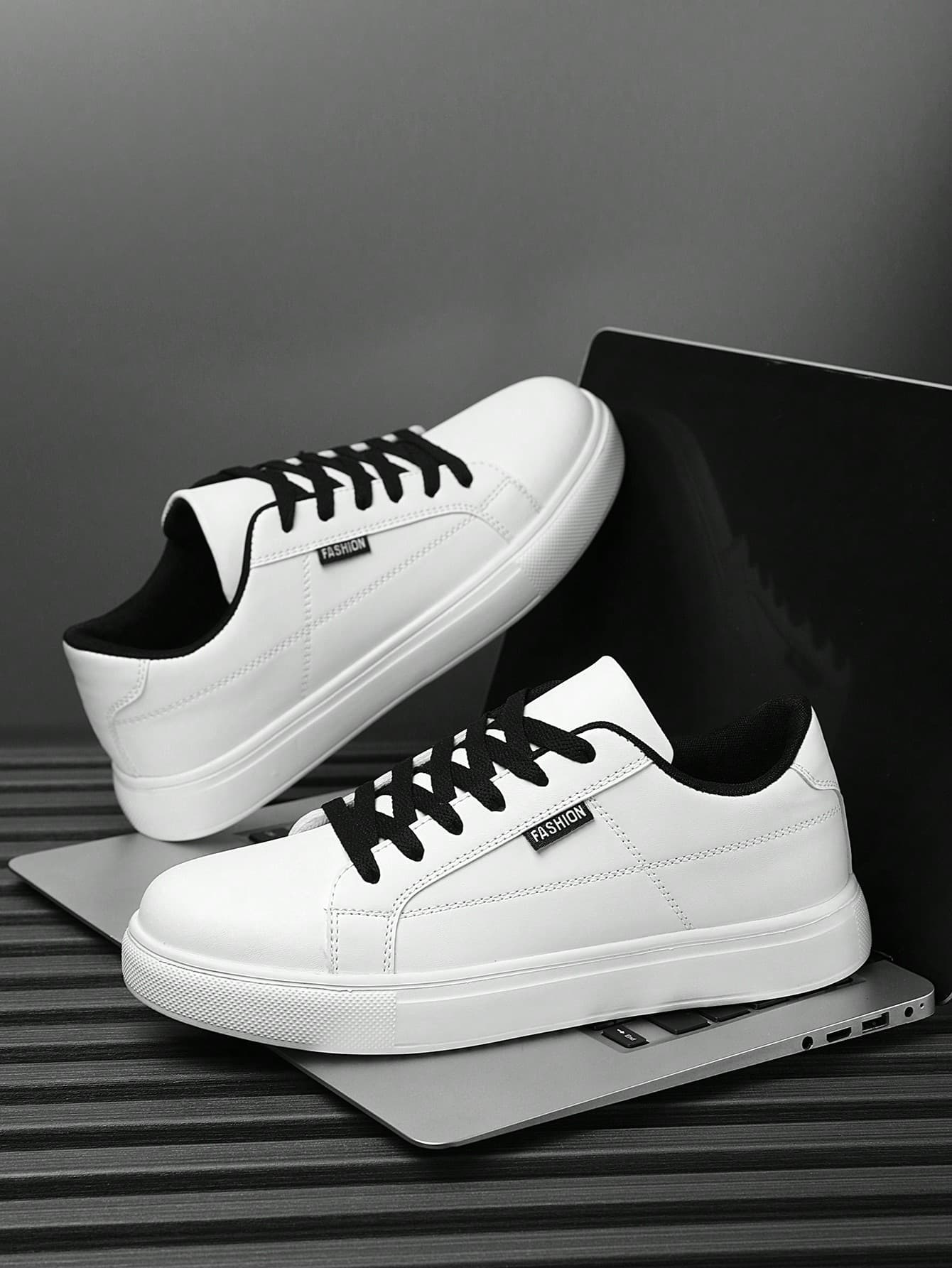 Men's Fashion Patchwork Flat Front Lace-Up Classic Business Casual Shoes, Versatile Minimalist Outdoor Hiking Sports Sneakers For Couples
