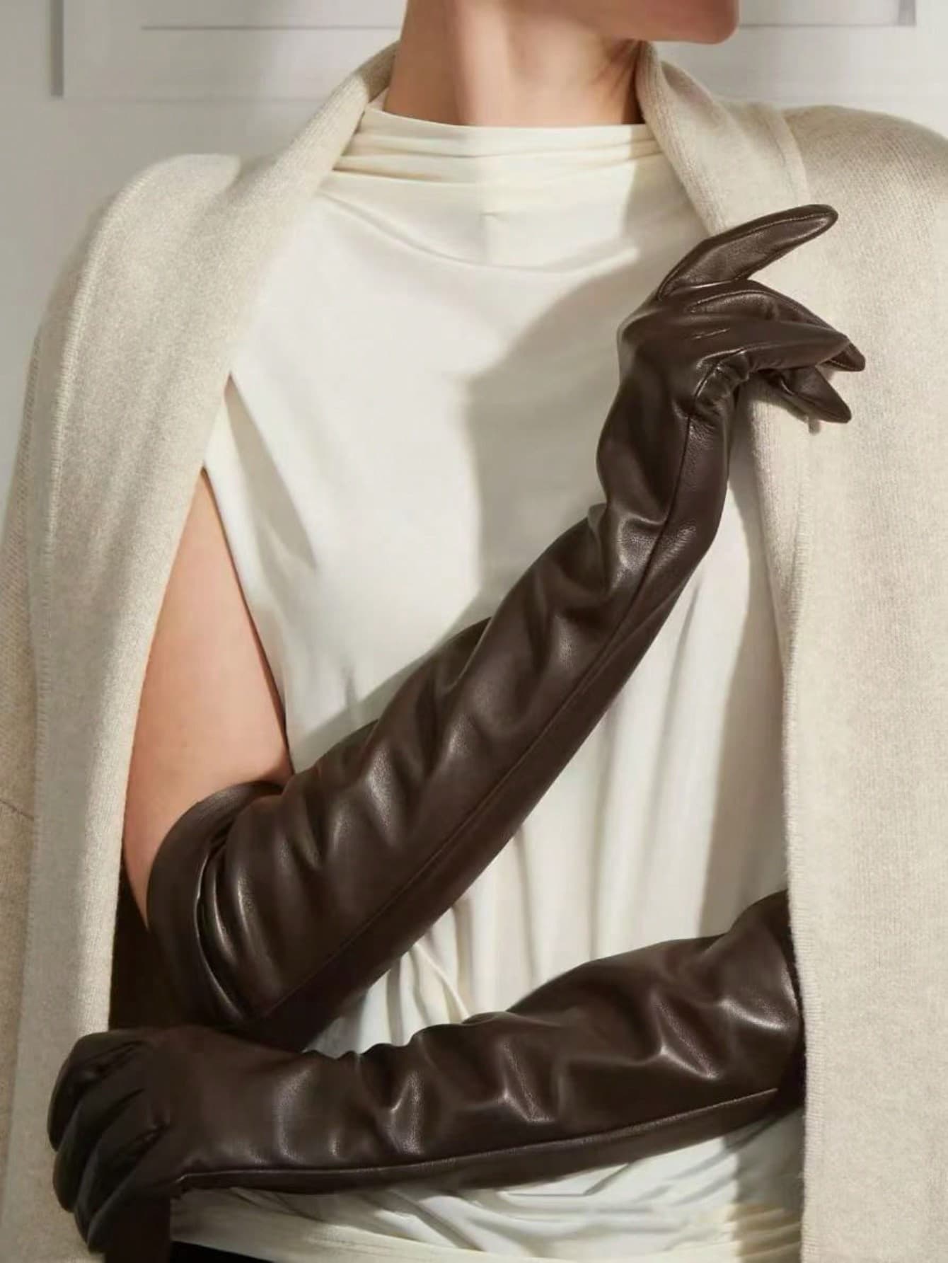 50cm Women's High-Quality Fashion Multi-Color Warm PU Leather Long Gloves, Suitable For Brides, Wedding Performances, Cosplay, Valentine's Day And Other Occasions