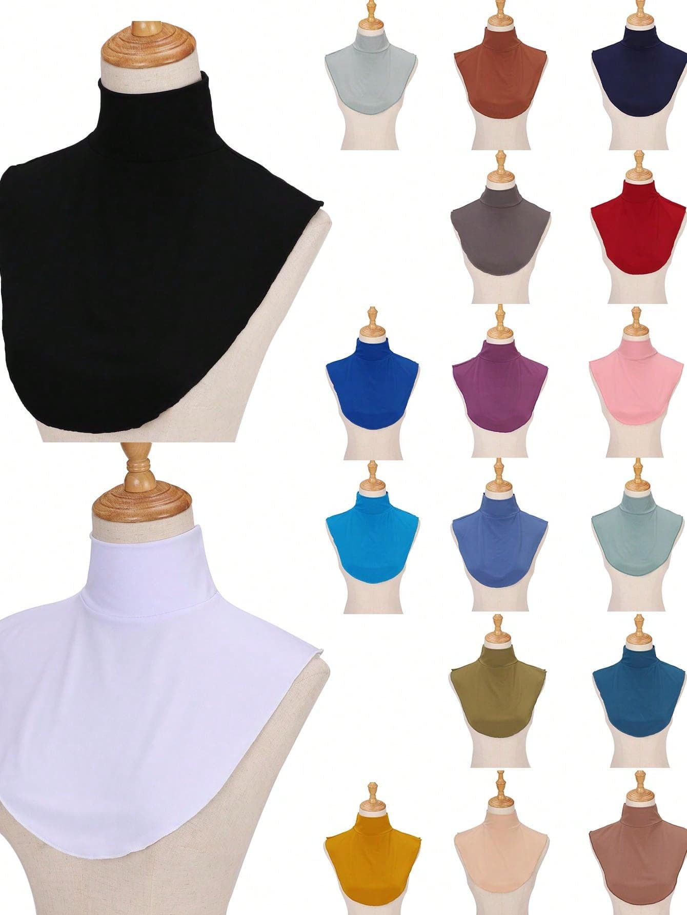 1pc Solid Color Detachable Collar Accessory, Women Faux Collar Scarf Abaya Clothing Accessories