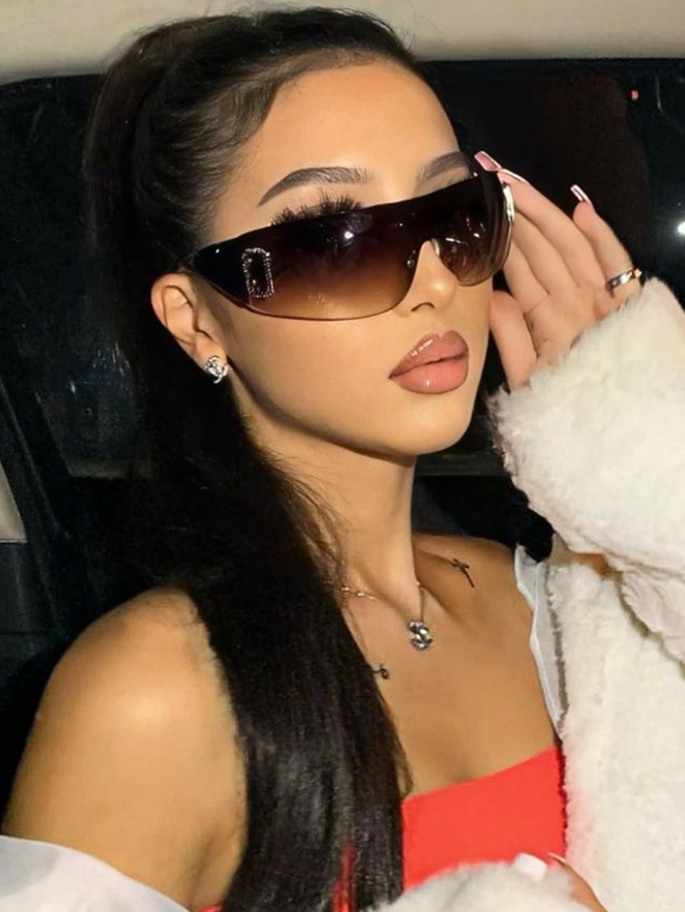 1pc Fashionable Frameless Y2K Style Glasses, Personalized & Versatile, 0 Degree, Suitable For Beach, Travel, Women, All-Match Style For Autumn/Winter, Business Casual, Gift, Beach Accessory, Summer Beach, Outdoor, Travel, School Style