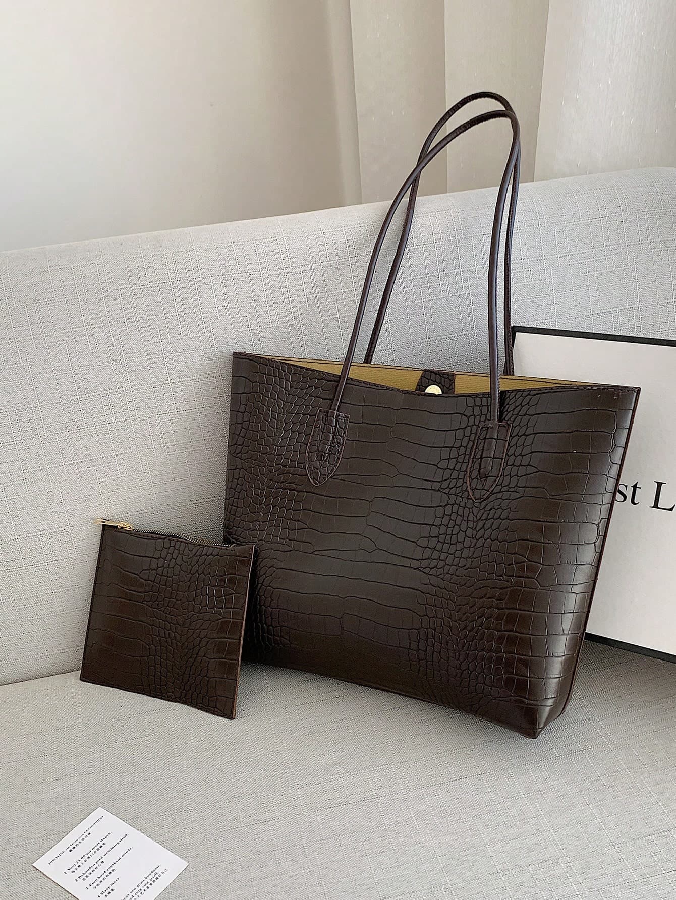 Lightweight Business Casual Crocodile Embossed Shoulder Tote Bag With Coin Purse, Suitable For Teenagers, Women, College Students, Young Professionals And Office Workers, Perfect For Office, University, Work, Business, Commuting, Outdoor Activities, Travel And Leisure