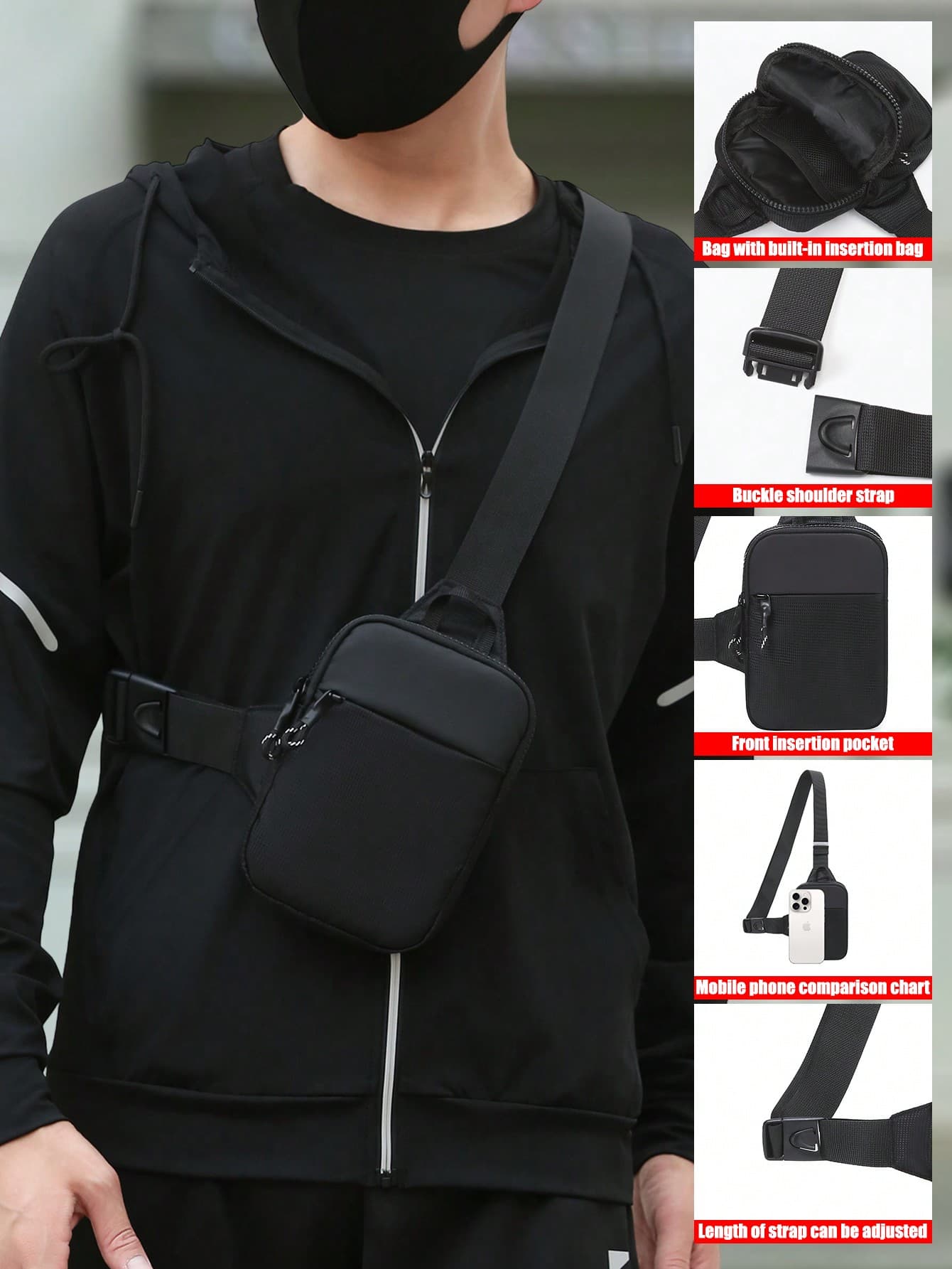 1pc Fashion Shark Print Multifunction Crossbody Chest Bag, Sling Bag, Shoulder Bag, Casual Daypack For Men, Sports, Daily, Business, Gift Idea For Boyfriend, Father, Adjustable Strap, Zipper Closure, Peach Tree Belts New Life Items For Students Men Essentials Side Bag Purse Essentials Graduation School Supplies Small Bag For Men Body Bag For Men Pouch Belt Bag Festival Phone Bag, Thigh Bag, Camping, Holiday Essential, Camping, Hiking Bag
