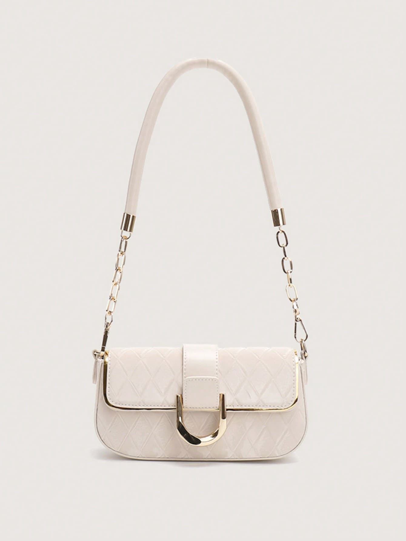 SHEIN BAE 2026 New Fashion Underarm Small Bag, High-Quality Minimalist Elegant Chain Square Shoulder Bag, Versatile Casual Rhombus Pattern Crossbody Bag