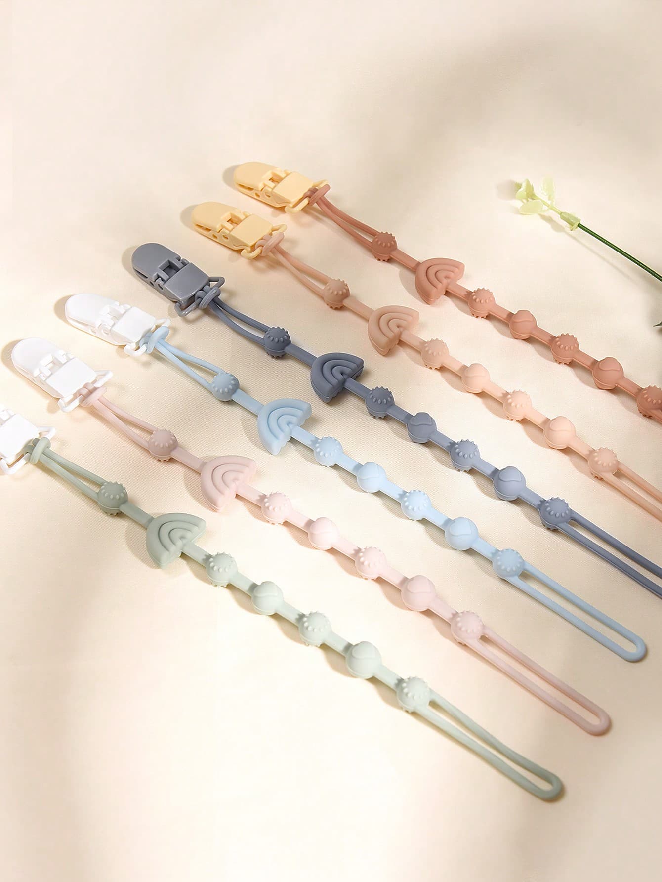1pc Baby Silicone Rainbow Anti-Lost Chain For Pacifier/Teether, Baby Bottle Accessories