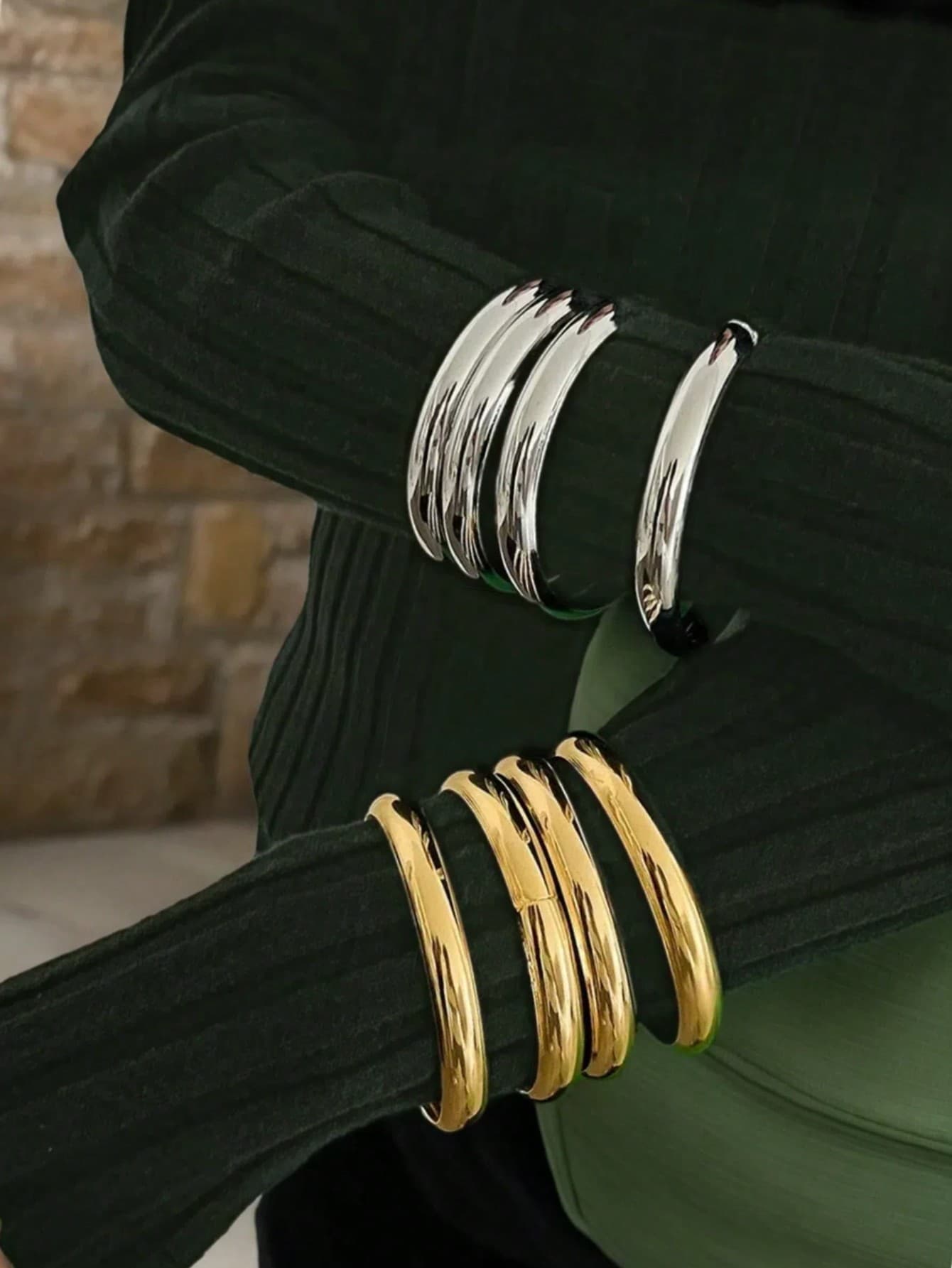 4pcs/3pcs Vintage Punk Asymmetrical Big & Chunky Bracelet Women Timeless Beauty Cuff Bracelet Gift Set, Everyday Wear As Jewelry Accessory (Slight Scratches Or Scuffs May Appear On The Surface Of The Bracelets, Please Refer To The Actual Product)