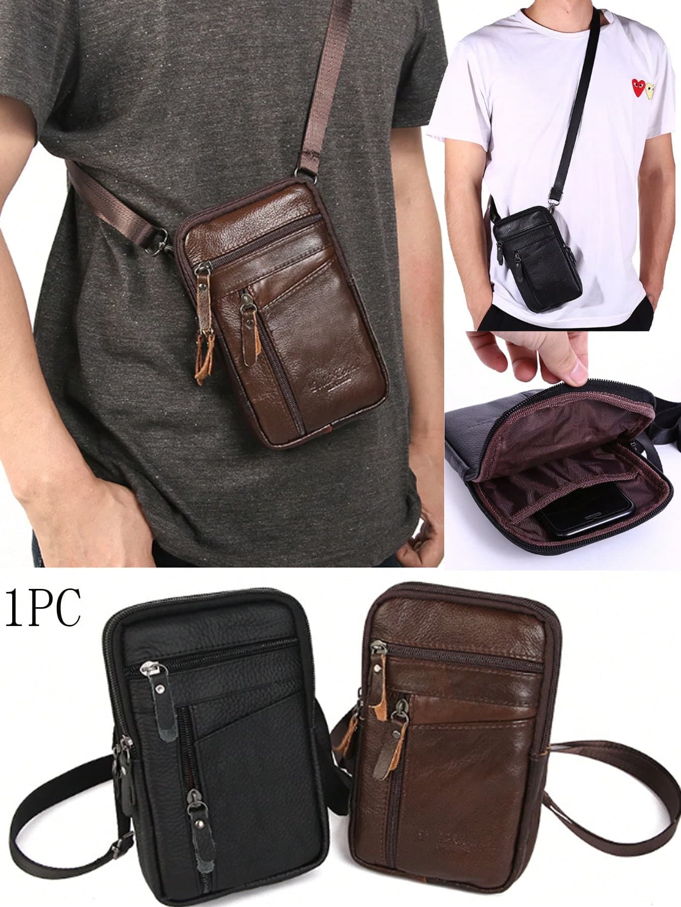 1PC Fashionable Outdoor Mobile Phone Bag Outdoor Sports Single Shoulder Bag Diagonal Small Square Bag Men's Waist Bag Mobile Phone Bag