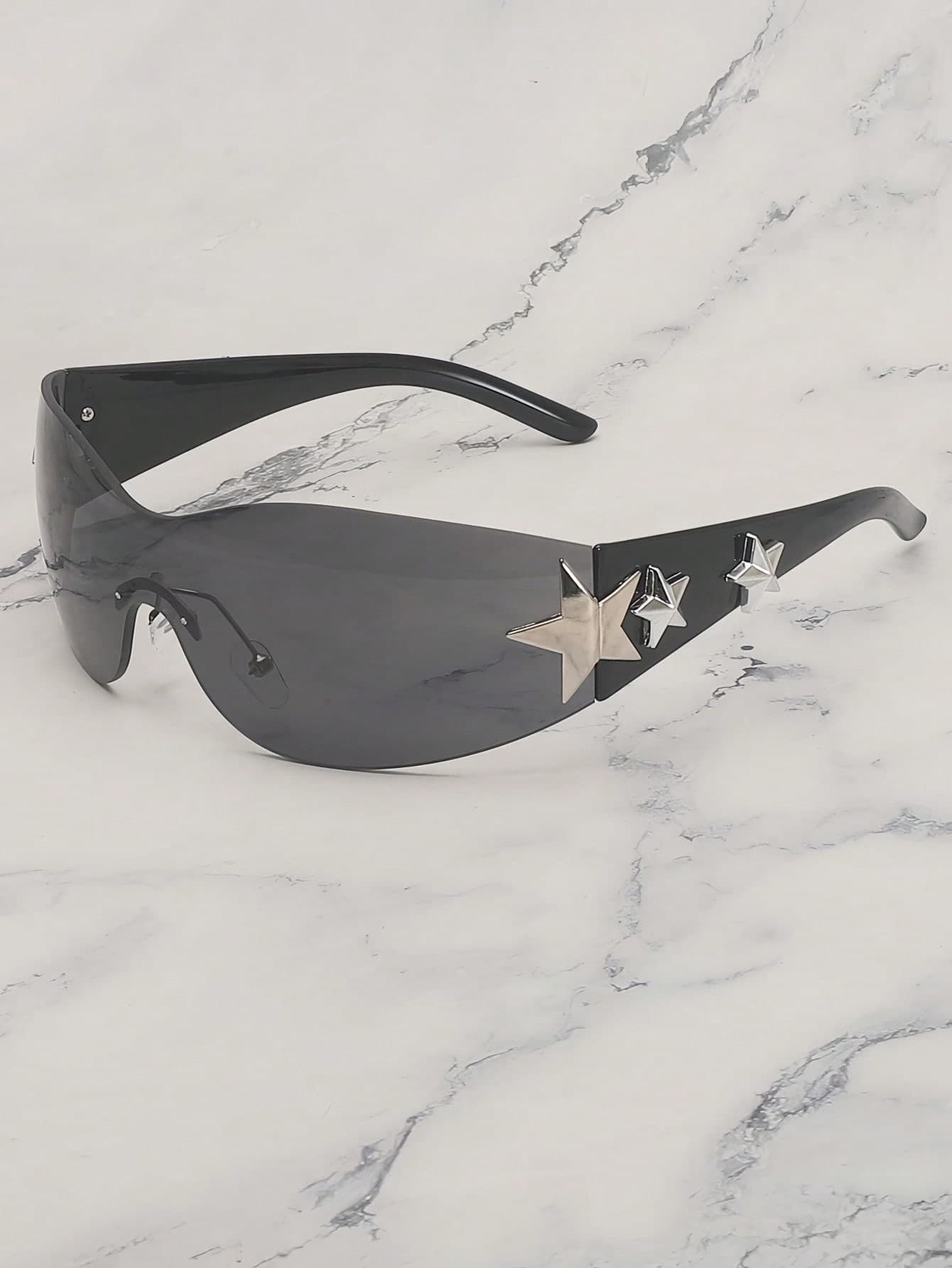 1pc Frameless Metal Pentagon Star Shaped Women Fashion Glasses, Y2K Style Decorative Glasses For Party, Bohemian PC (Polycarbonate) Y2K Fest Music Fest For Summer Beach Vacation, Outdoor, Travel