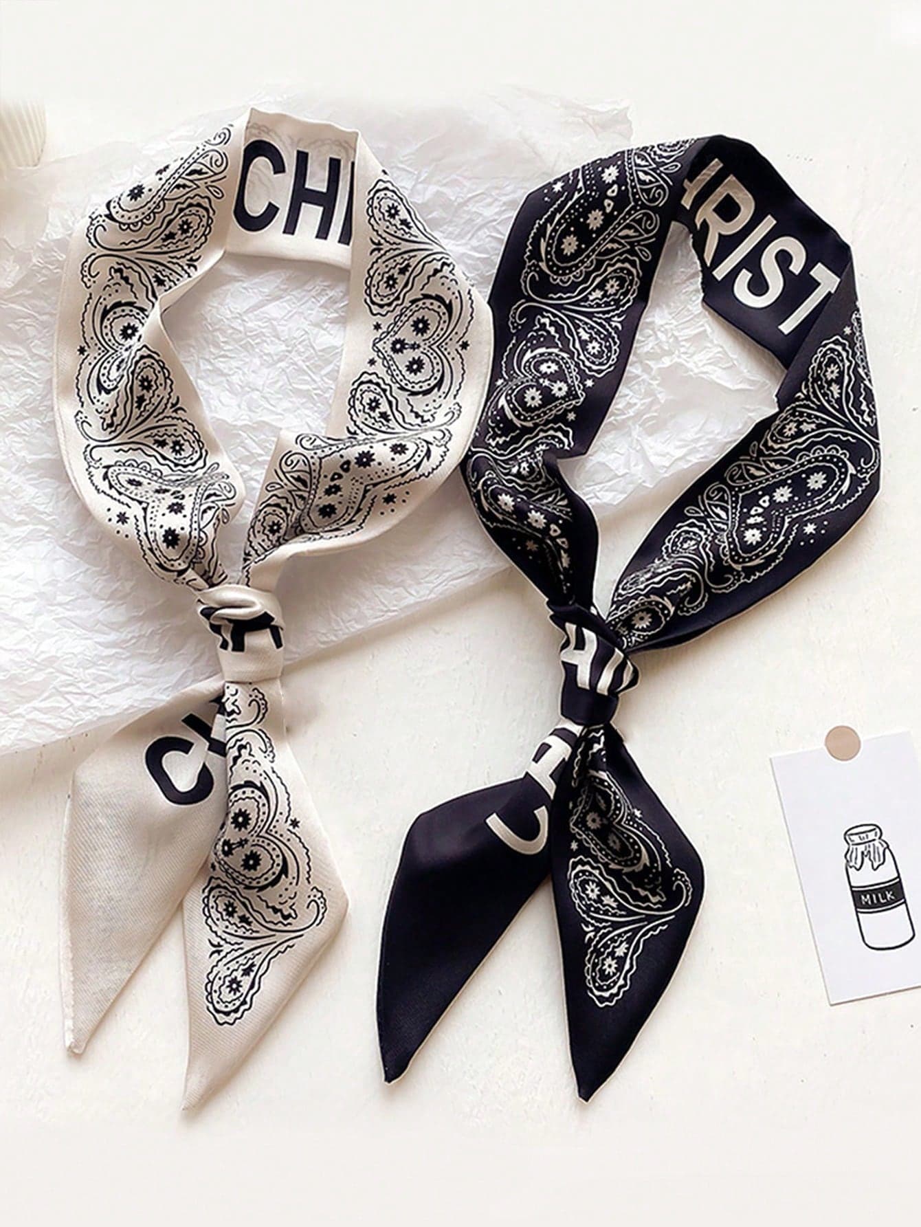 2pcs/Set Women's Elegant Paisley & Letter Pattern Headband & Small Scarf For Spring And Autumn Bandana,Hair Band,Head Band Ideal For Dressing Up Your Look