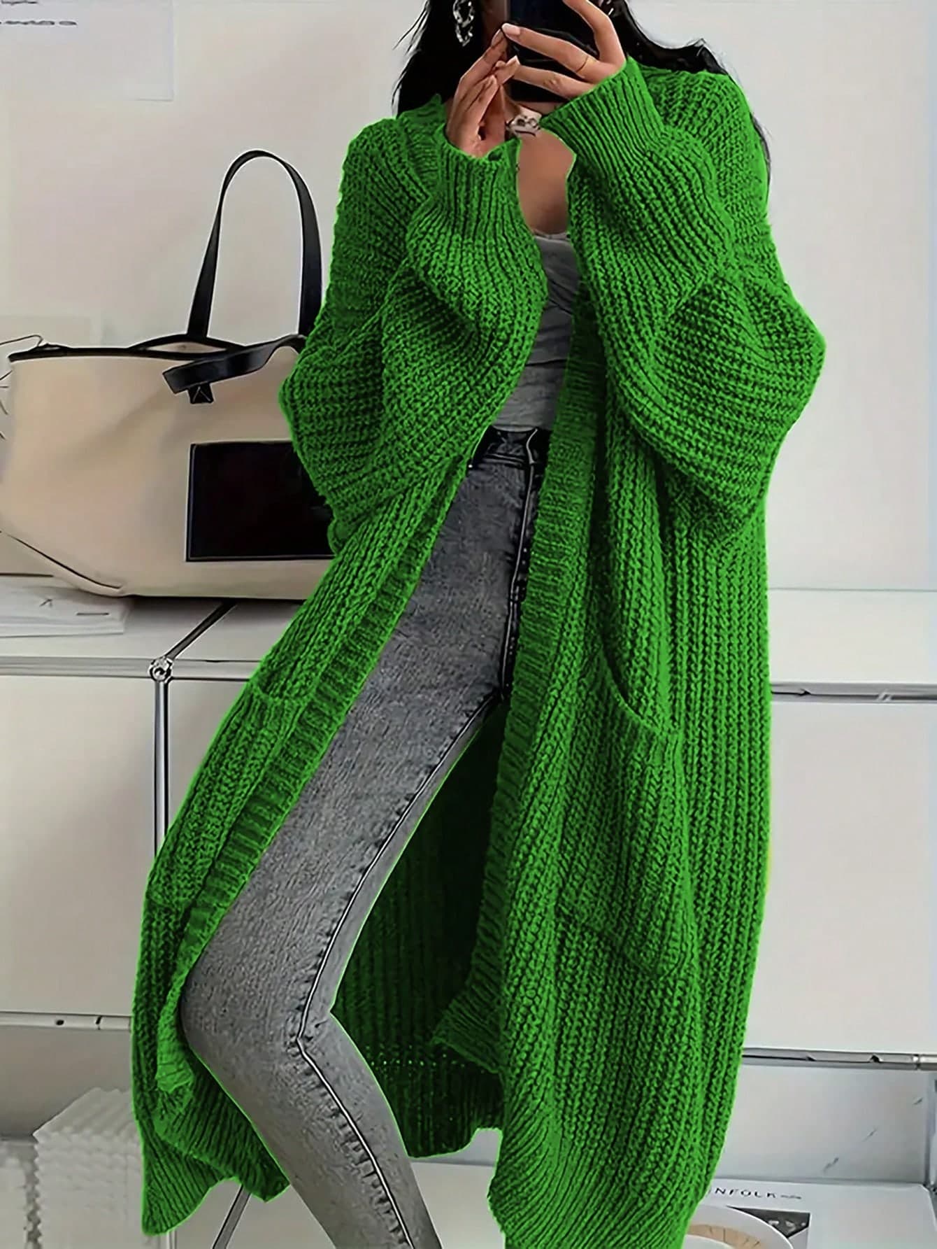 Plus Size Women Long Sleeve V-Neck Pocket Ribbed Knit Cardigan Sweater, Winter Casual