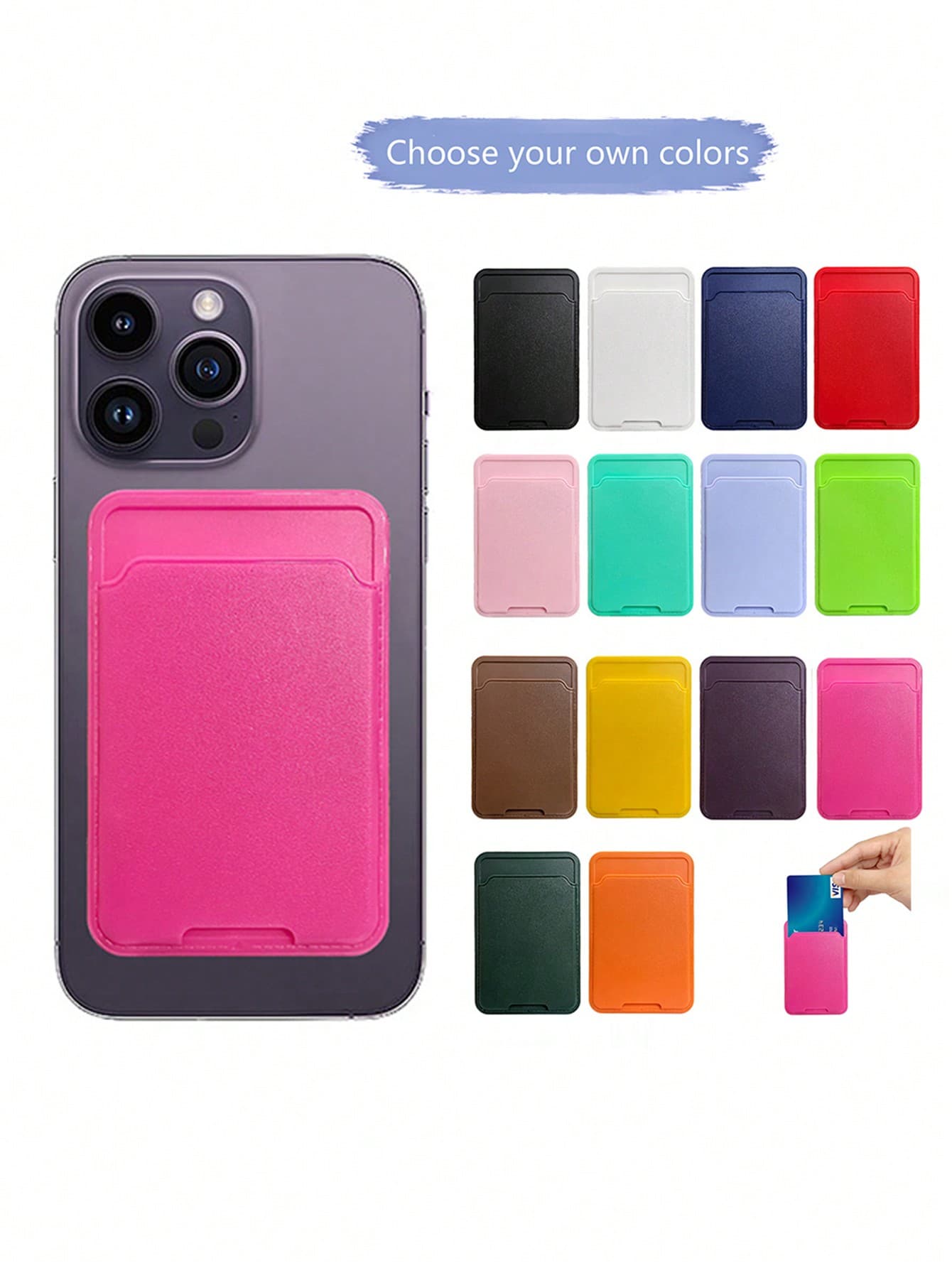 1pc Card Holder Back Cover Phone Case, Solid Color Leather Texture Independent Card Slot, For ID/Bank/Bus Card, Self-Adhesive Card Slot Design For Check ID Business Card, Gifts For Mother, Family, Friends, Birthday, Holiday Card Cover