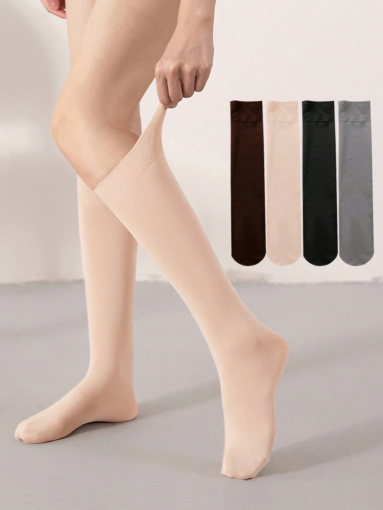 1/2/3 Pairs Velvet Women Socks, Solid Color Mid-Calf Socks, Can Be Worn As Calf Socks, Warm Socks, Ankle Socks, Knee-High Socks, Suitable For Autumn/Winter, Y2K Style, Comfortable & Warm