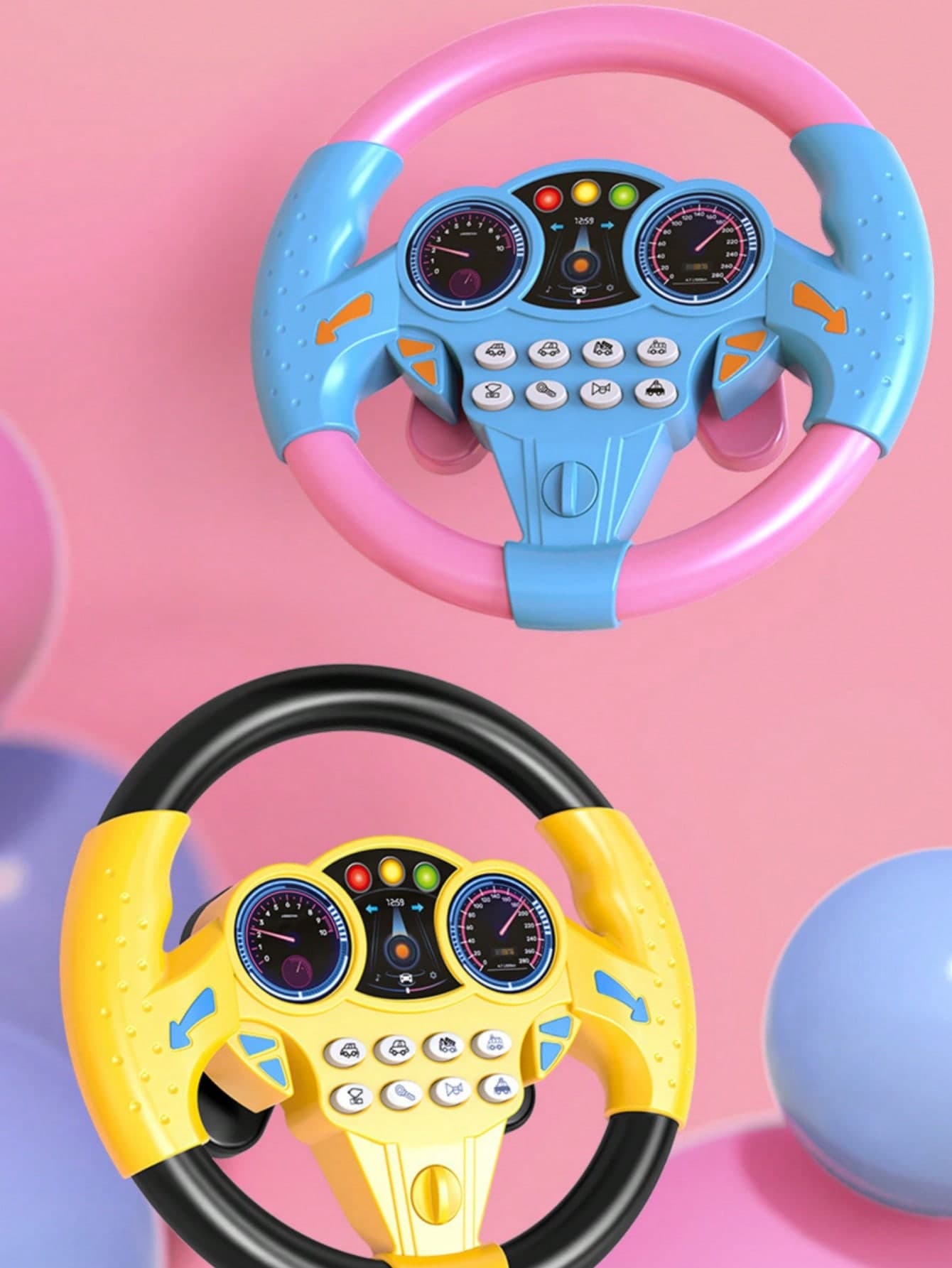 1pc Children's Blue & Yellow Backseat Driver Simulation Car Rear Seat Music Multi-Functional Rotating Steering Wheel/Early Education Enlightening Electric Toy/Suitable For Parent-Child Fun Interactive Indoor Outdoor Stress Relief Small Gift (No Batteries Included)