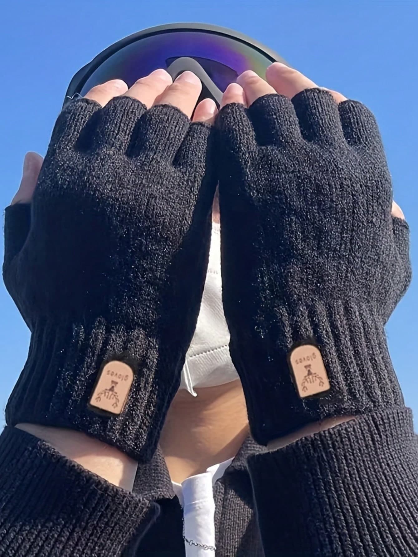 1 Pair Men's Winter Warm Fingerless Gloves, Suitable For Work, Study, Driving And Typing. Unisex Fingerless Gloves.