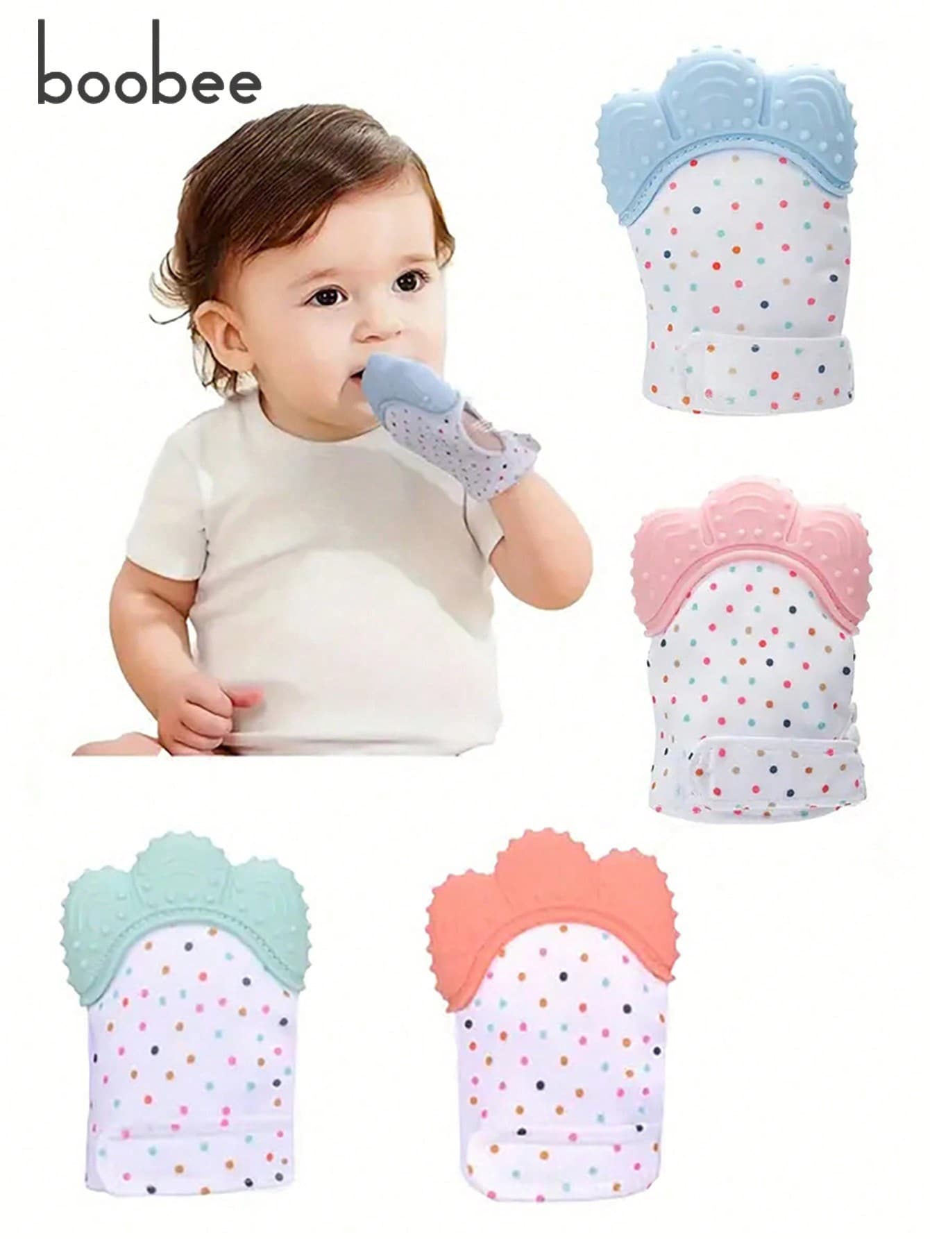 1pc Soft Breathable Silicone Gloves - Dotted Pattern, Suitable For Boys And Girls, Fit For Babies 3 Months And Above, Perfect For Baby Shower, Halloween, Christmas, New Year Gifts