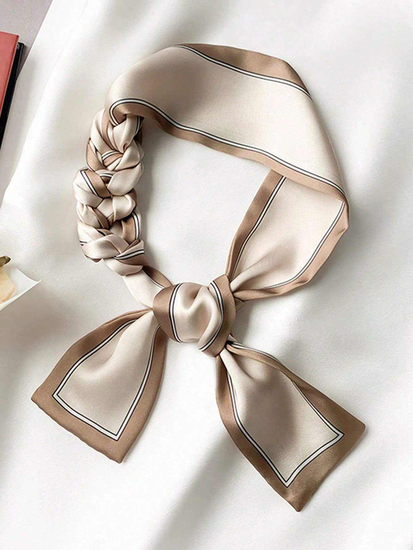 1pc Women's Solid Color Silk Scarf, Versatile Accessory For Clothing And Bag Tie, Suitable For Daily Use