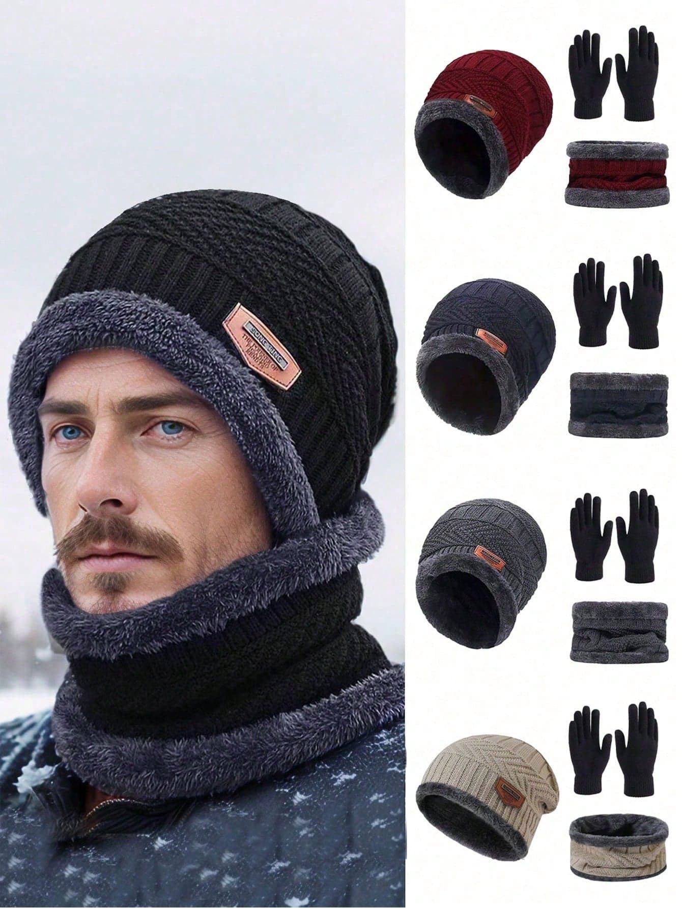 3pcs Knitted Hat, Scarf & Gloves Set, Casual Warm Accessory For Autumn/Winter Daily Use, Outdoor Sports, Hiking, Skiing, Cycling Winter Accessories Winter Outfits