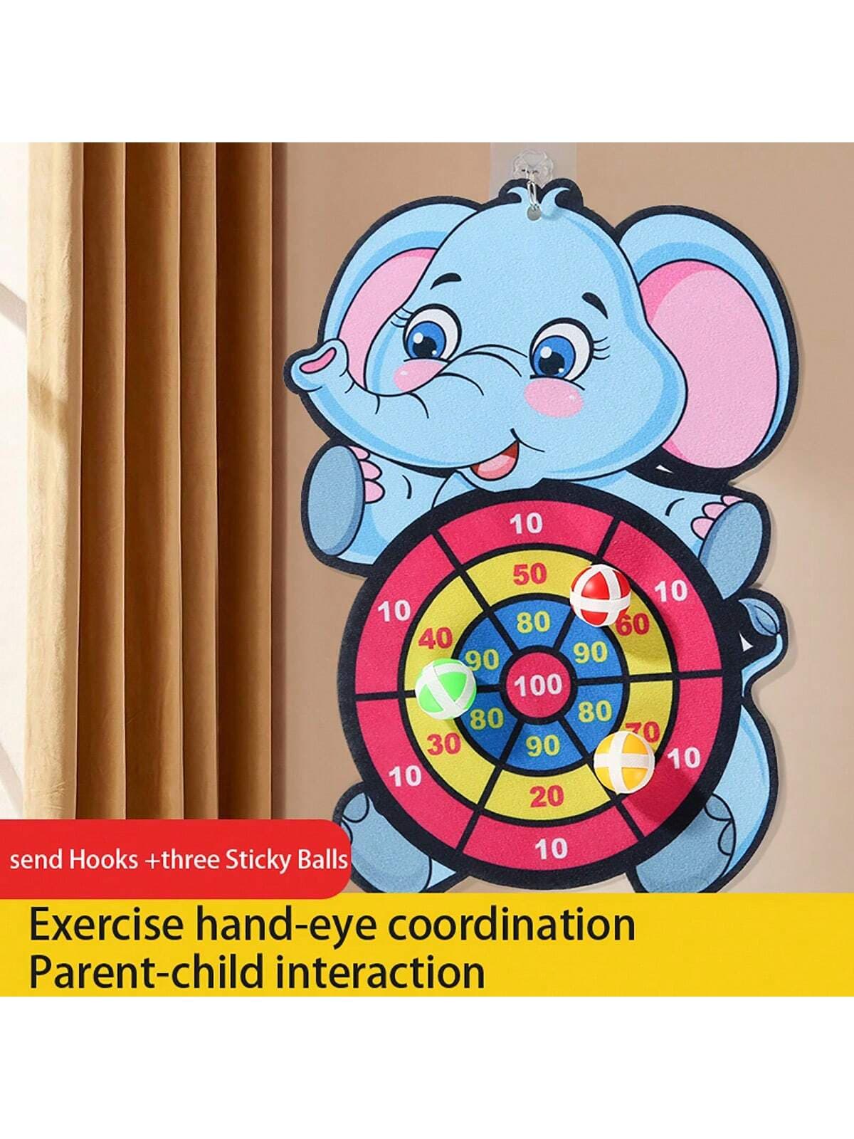 1pc Non-Woven Fabric Dart Board Toy, Creative Cartoon Elephant Design Children's Sticky Ball Dart Board, Indoor/Outdoor Sports Fun, Multi-Player Party Game Toy, Back To School, Halloween, Christmas, Thanksgiving Children's Gift
