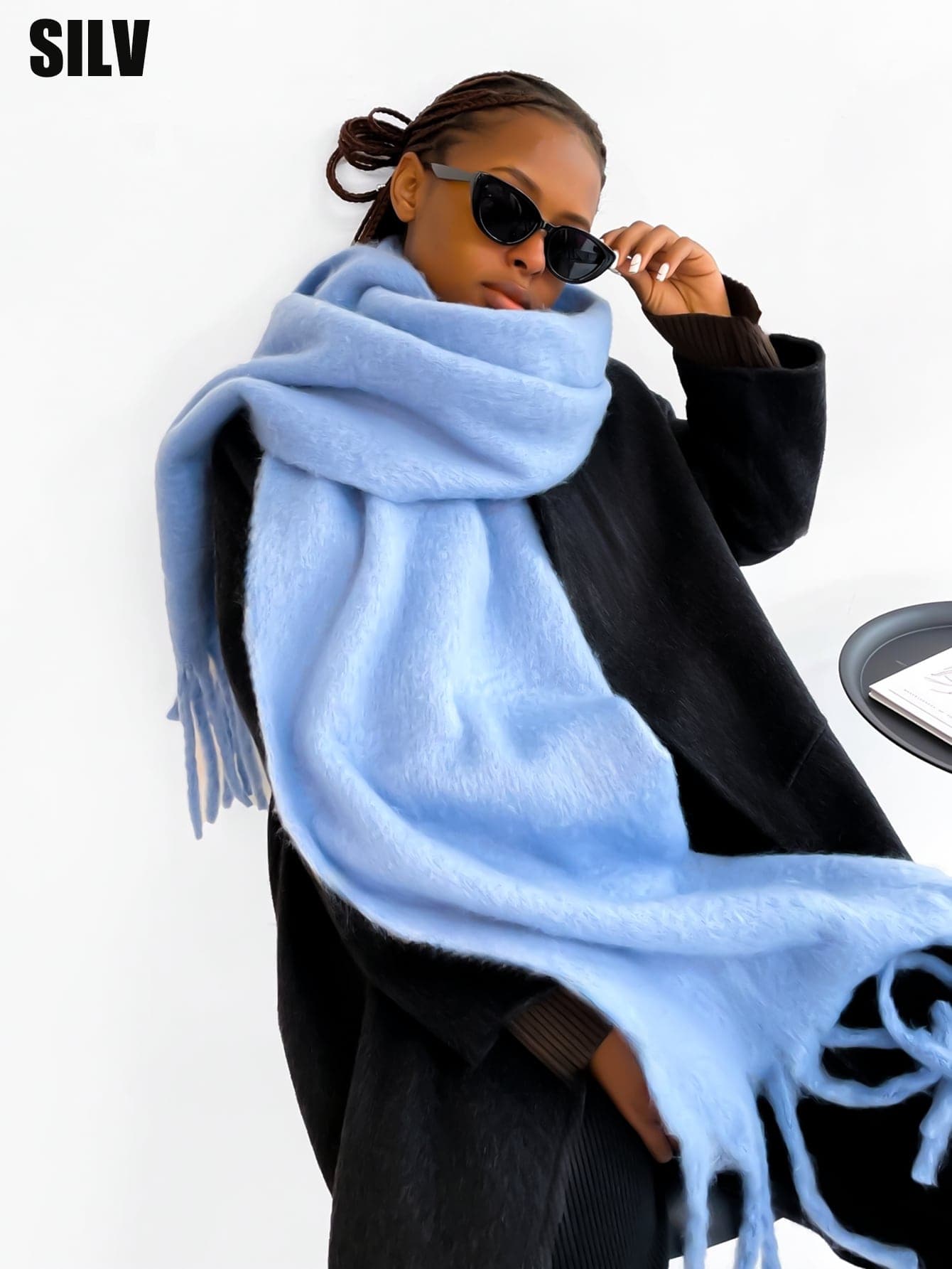1pc Plus Size Women Winter Solid Scarf, Color/ Plaid Scarf, Soft & Warm Wrap For Accessories Warm Neck