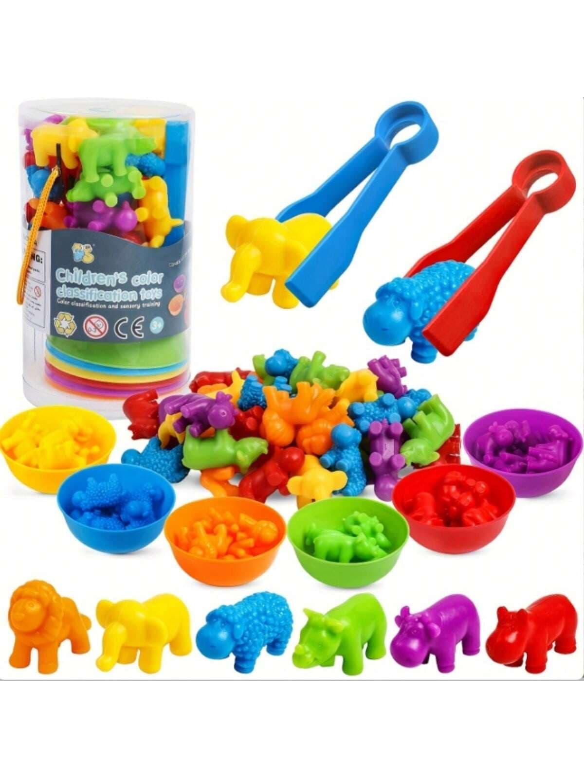1 Set Kids Child Educational Counting Soft Rubber Animal Montessori Early Learning Cognitive Toys, Animal Counting Preschool Learning Toy Set With Color Matching And Sorting Bowls - Great For Preschool Learning, Math Skills Development And Sensory Play - Ideal Holiday Gift For Parent-Child Interaction (Random Colors In Packaging)