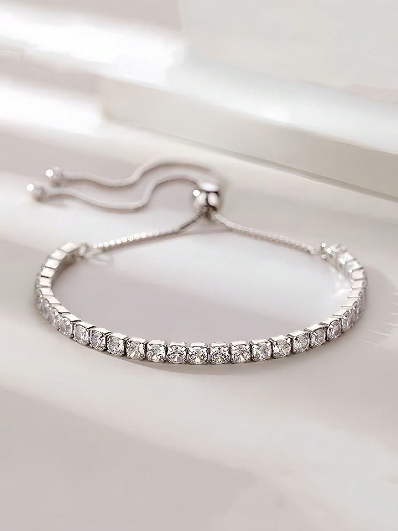 1pc Minimalist Luxury Fully Crystallized Adjustable Bracelet, Suitable For Women's Daily, Festival And Banquet Wear
