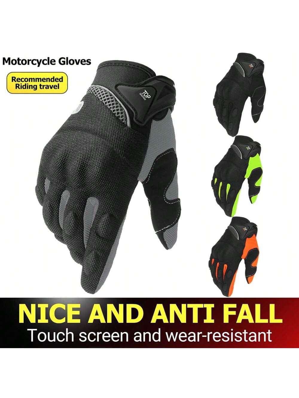 1 Pair Of Motorcycle Gloves Summer Breathable Cycling Gloves Touch Screen Motorbike Gloves Full Finger Gloves Outdoor Sports Protection Riding Protective Bike Gloves Moto Racing 5 Colors