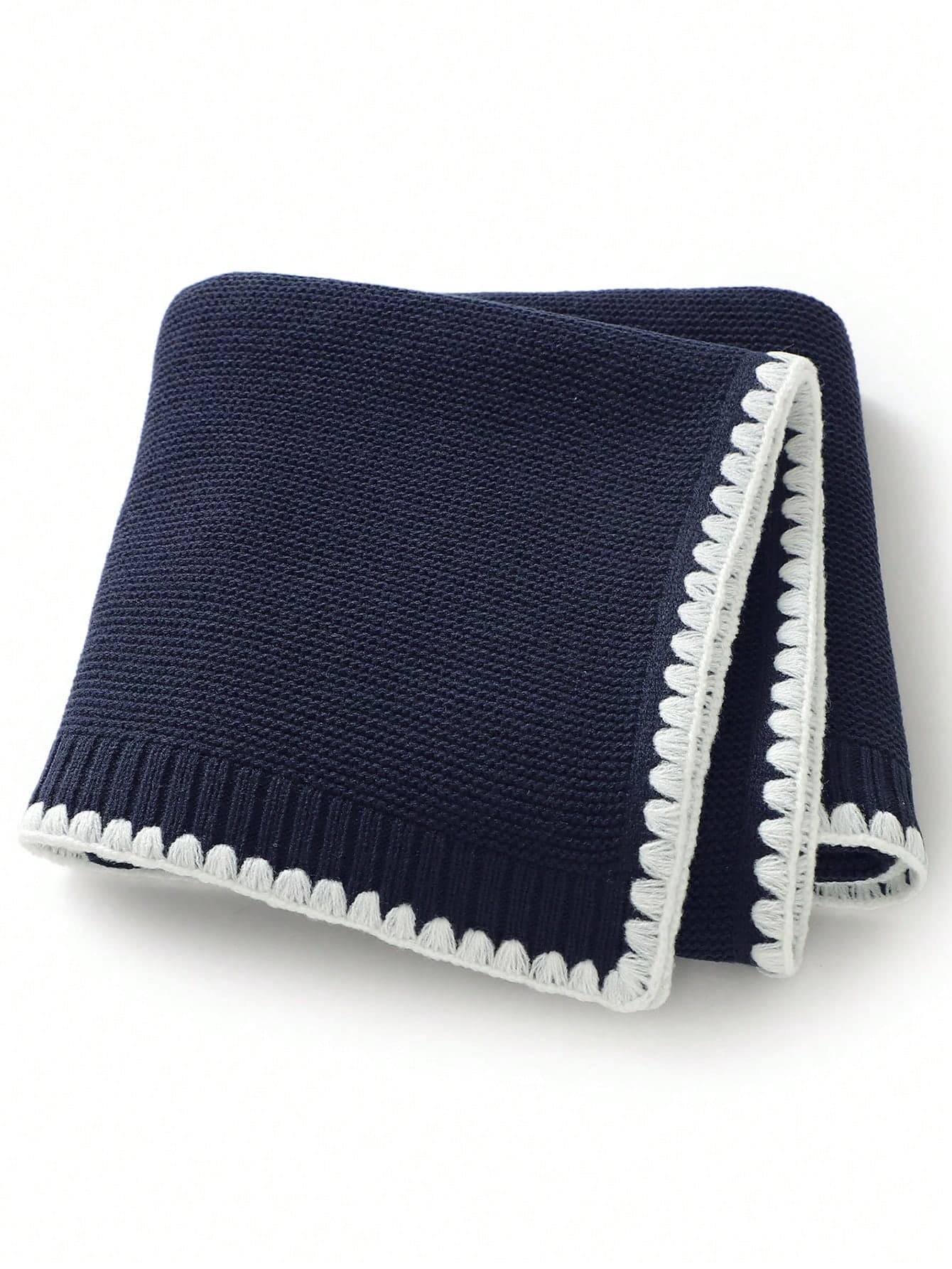 1pc Baby Knitted Swaddle Blanket, Casual Minimalist Exquisite Edging, Suitable For Stroller, All Seasons Love Valentine